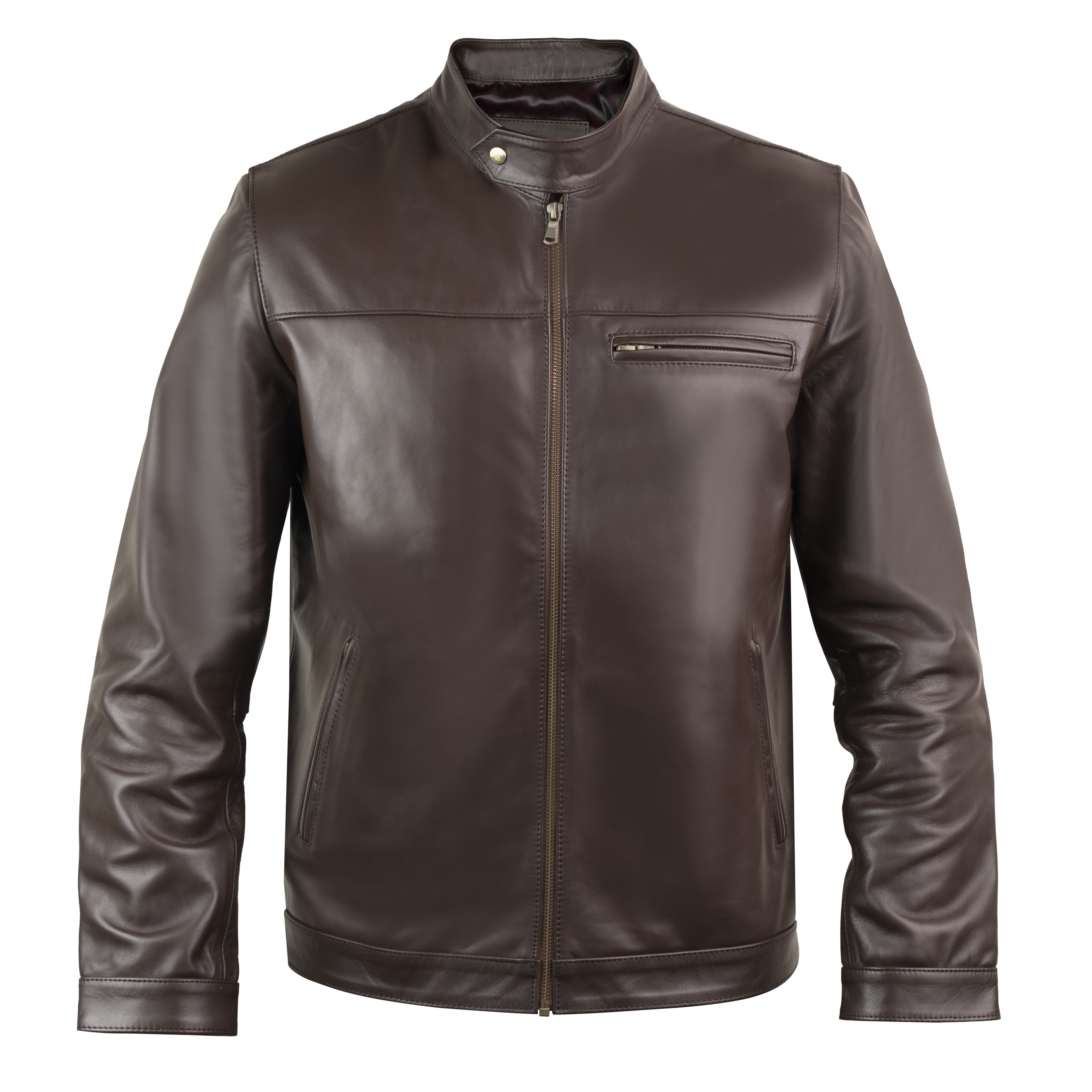 Racer: Jacket Homme - Cuir Marron Chocolat
