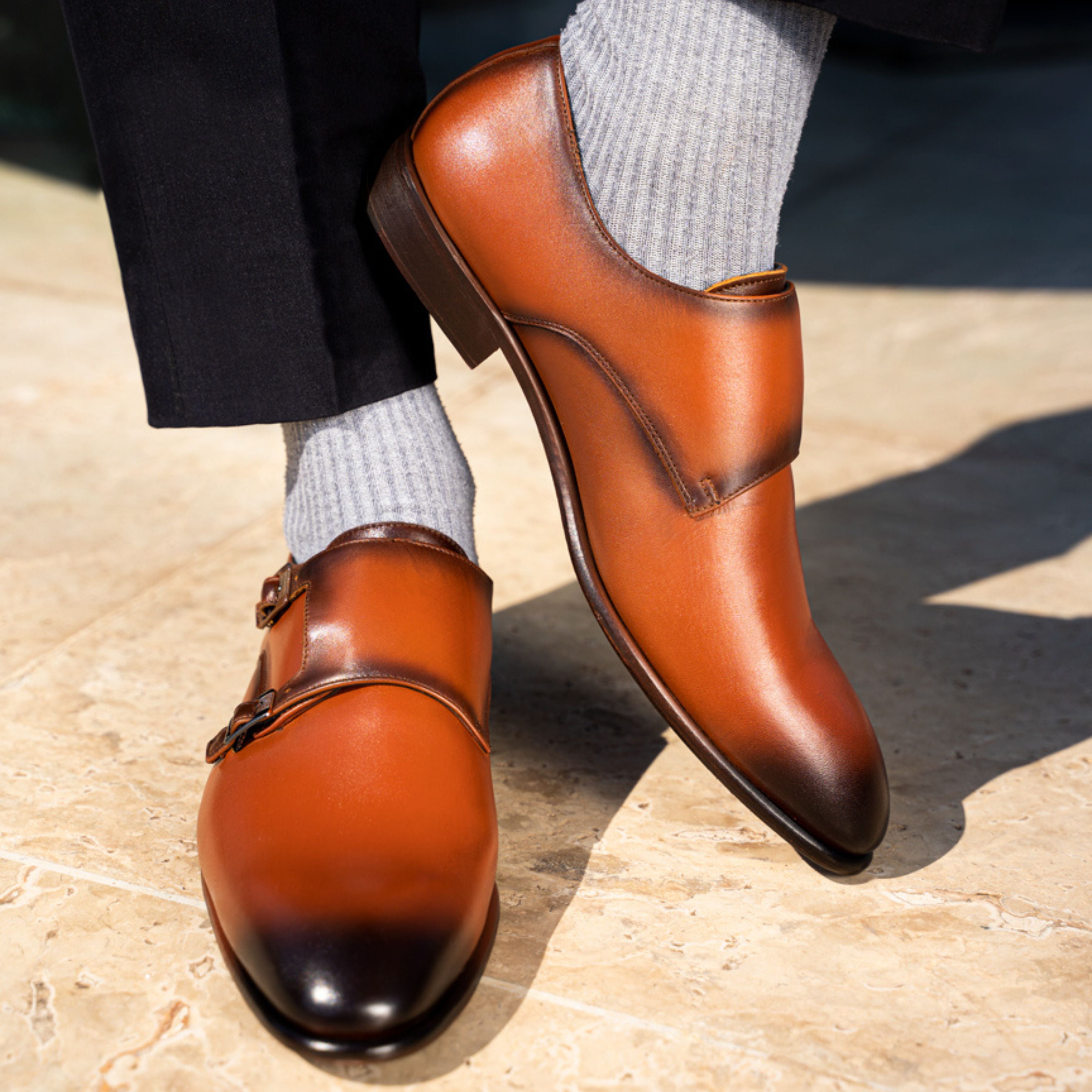 Budd: Chaussures à boucles - Cuir Cognac
