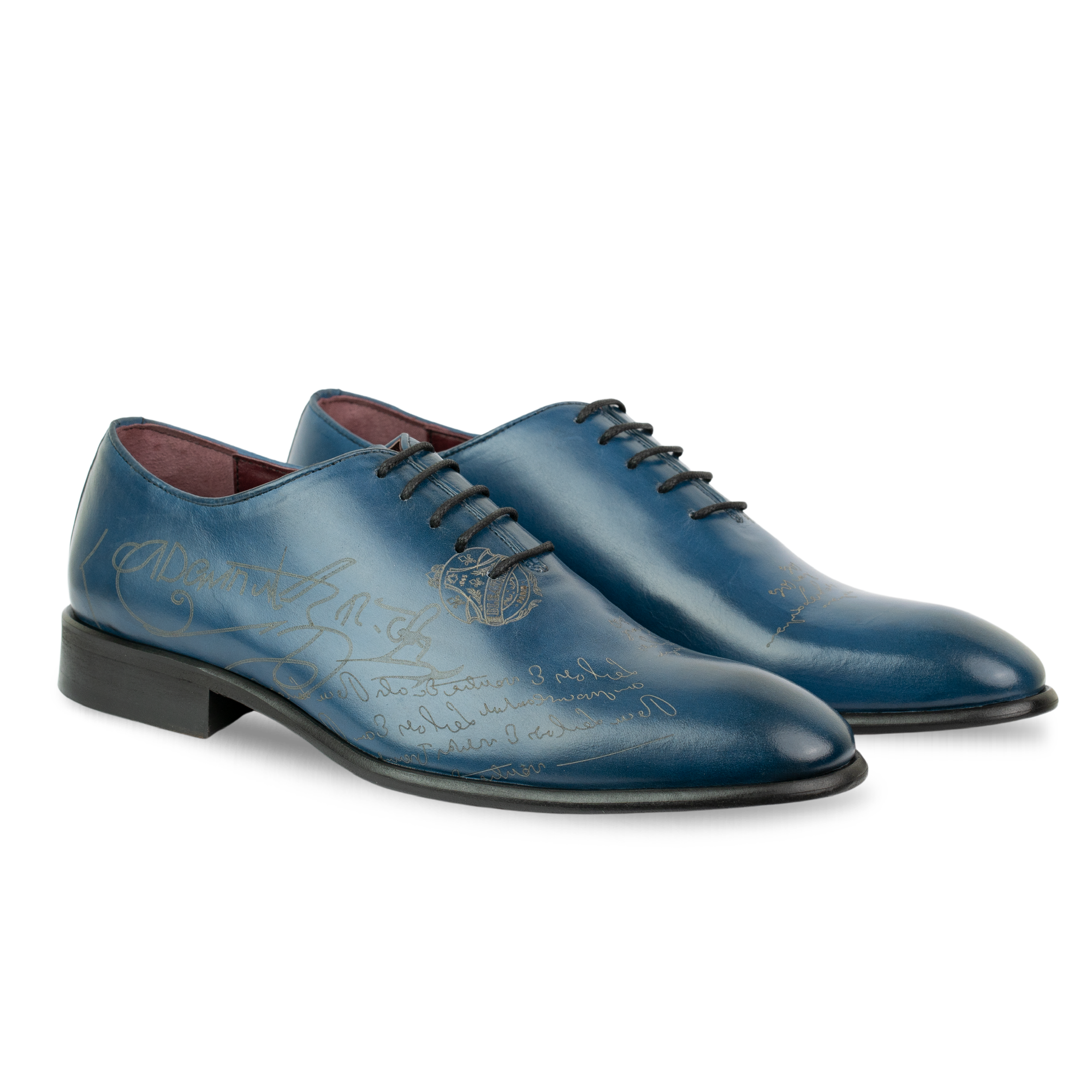 Landon: Richelieu Homme - Cuir Bleu gravé