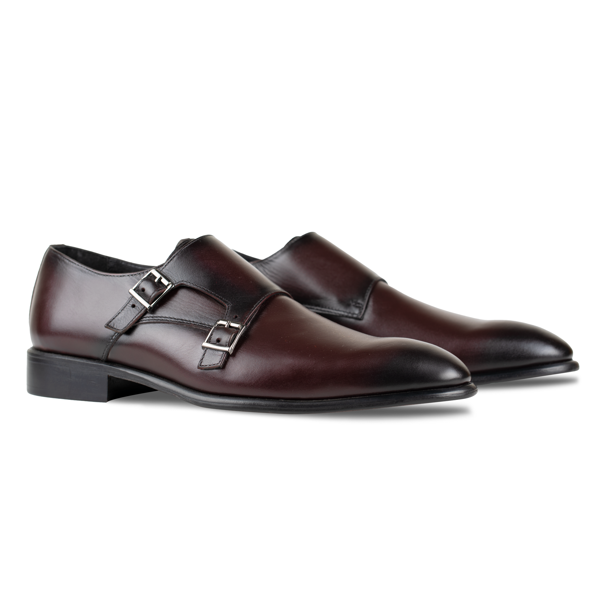 Budd: Chaussures à boucles - Cuir Bordeaux
