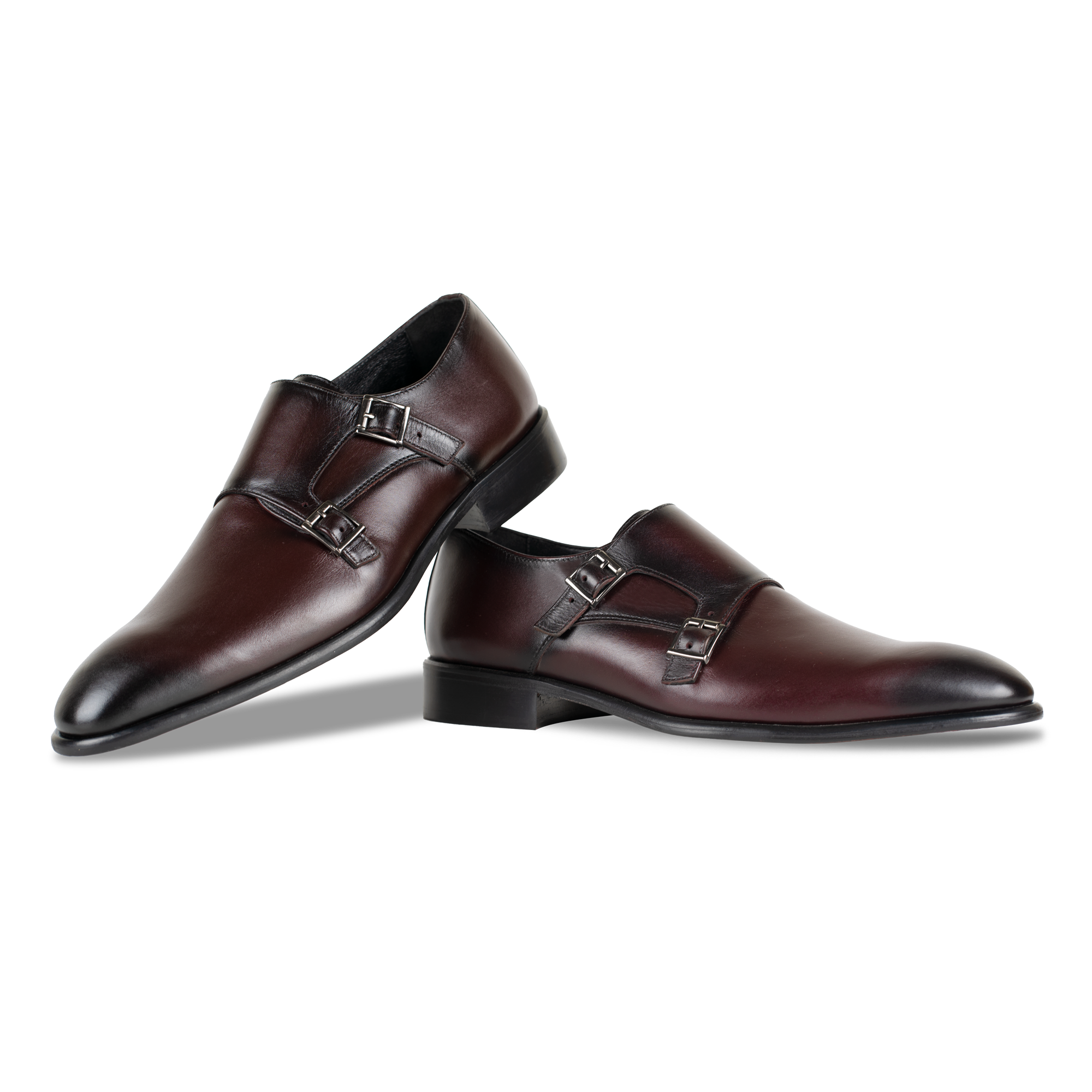 Budd: Chaussures à boucles - Cuir Bordeaux