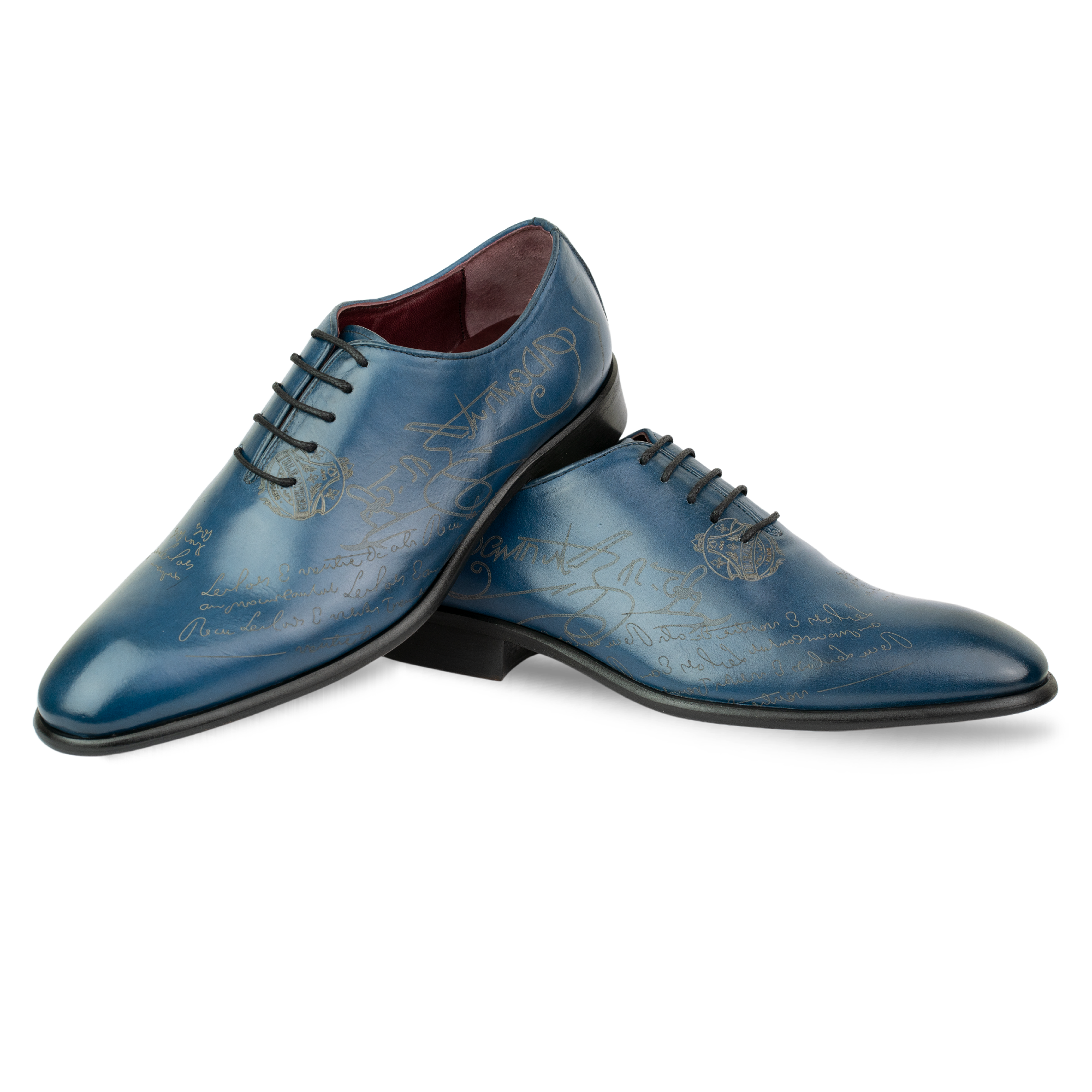 Landon: Richelieu Homme - Cuir Bleu gravé