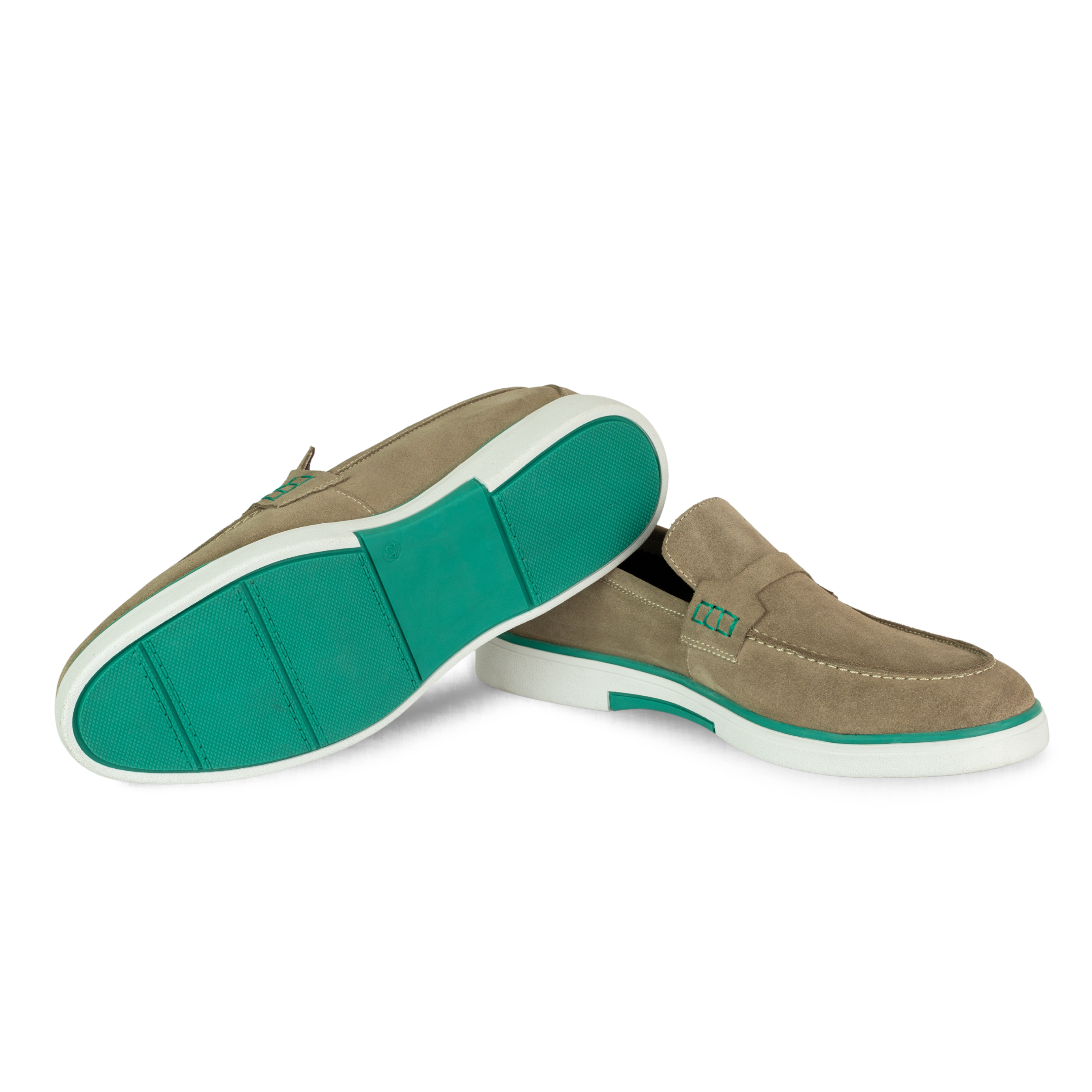 Rafter: Mocassin Homme - Daim Beige/Vert