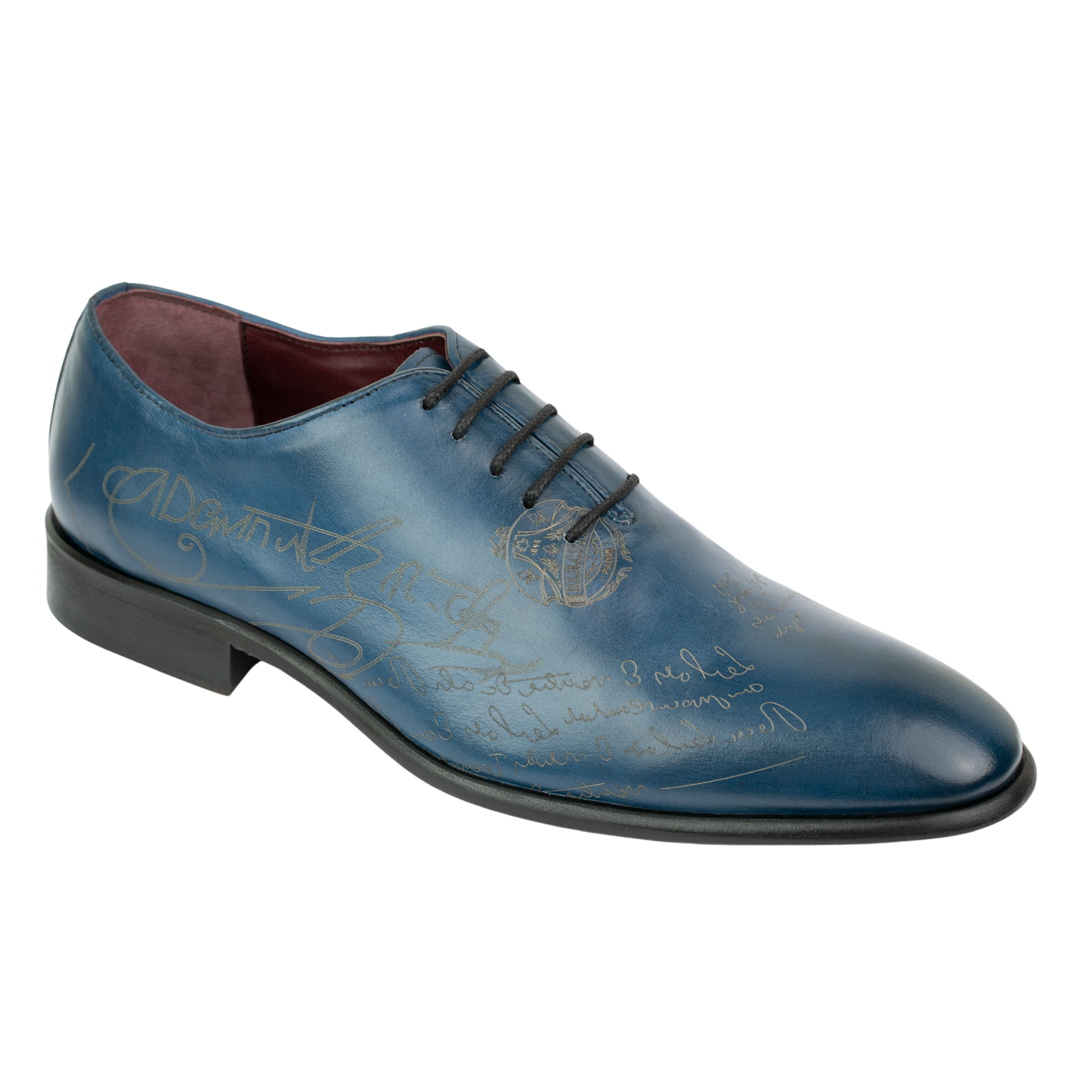 Landon: Richelieu Homme - Cuir Bleu gravé