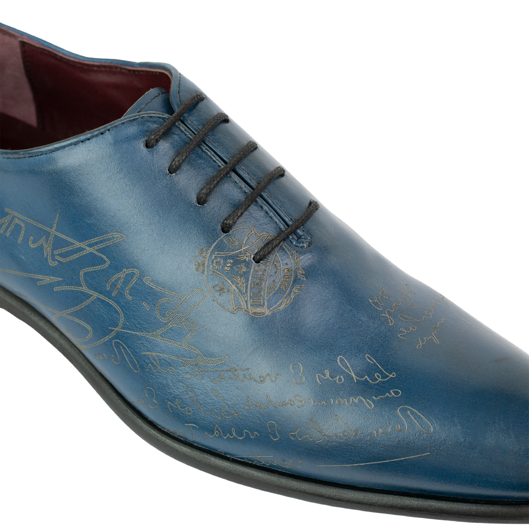 Landon: Richelieu Homme - Cuir Bleu gravé