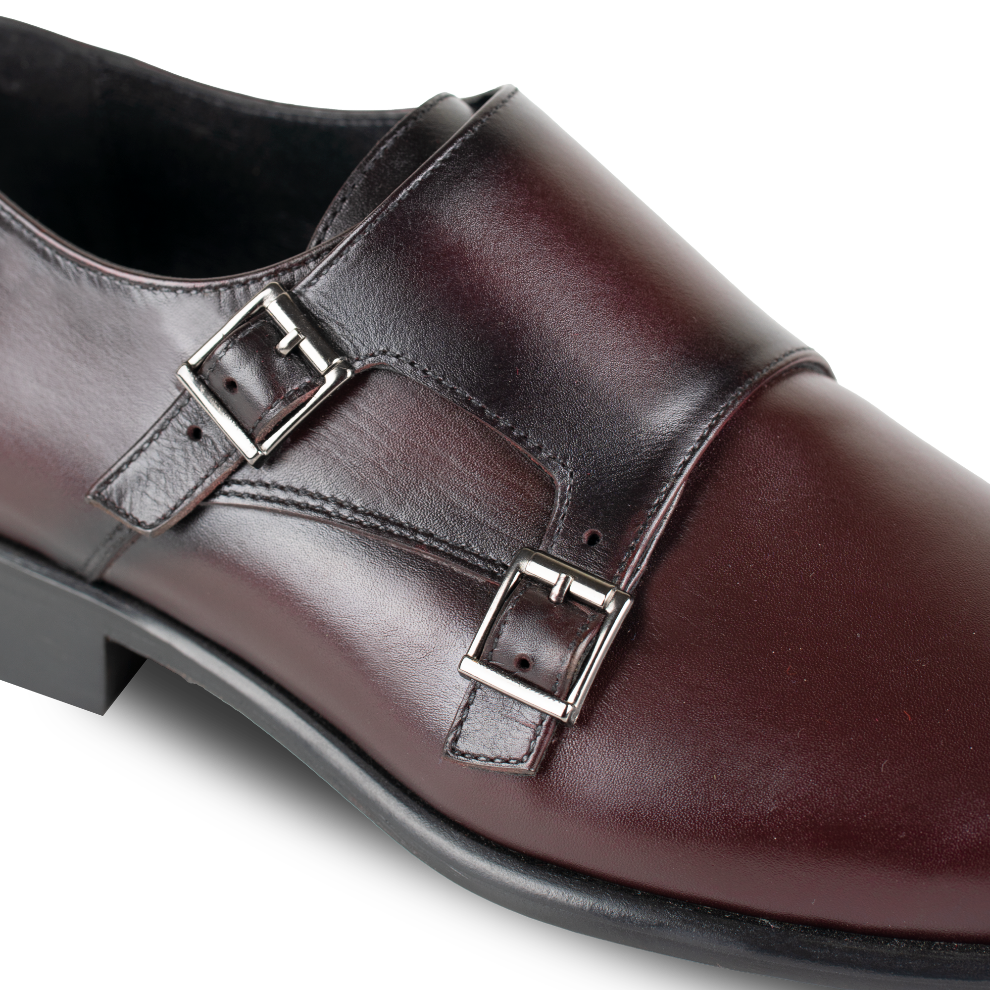 Budd: Chaussures à boucles - Cuir Bordeaux