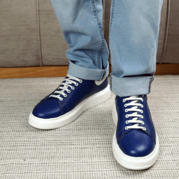 Palmer: Sneakers Homme - Cuir Bleu