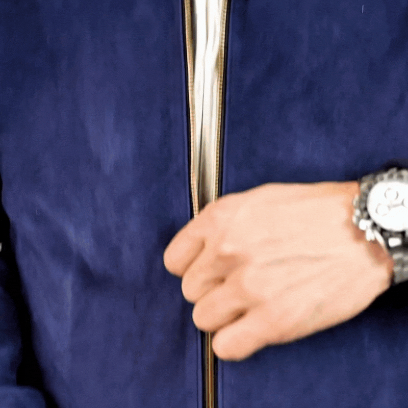 Bomber: Jacket Homme - Daim Bleu