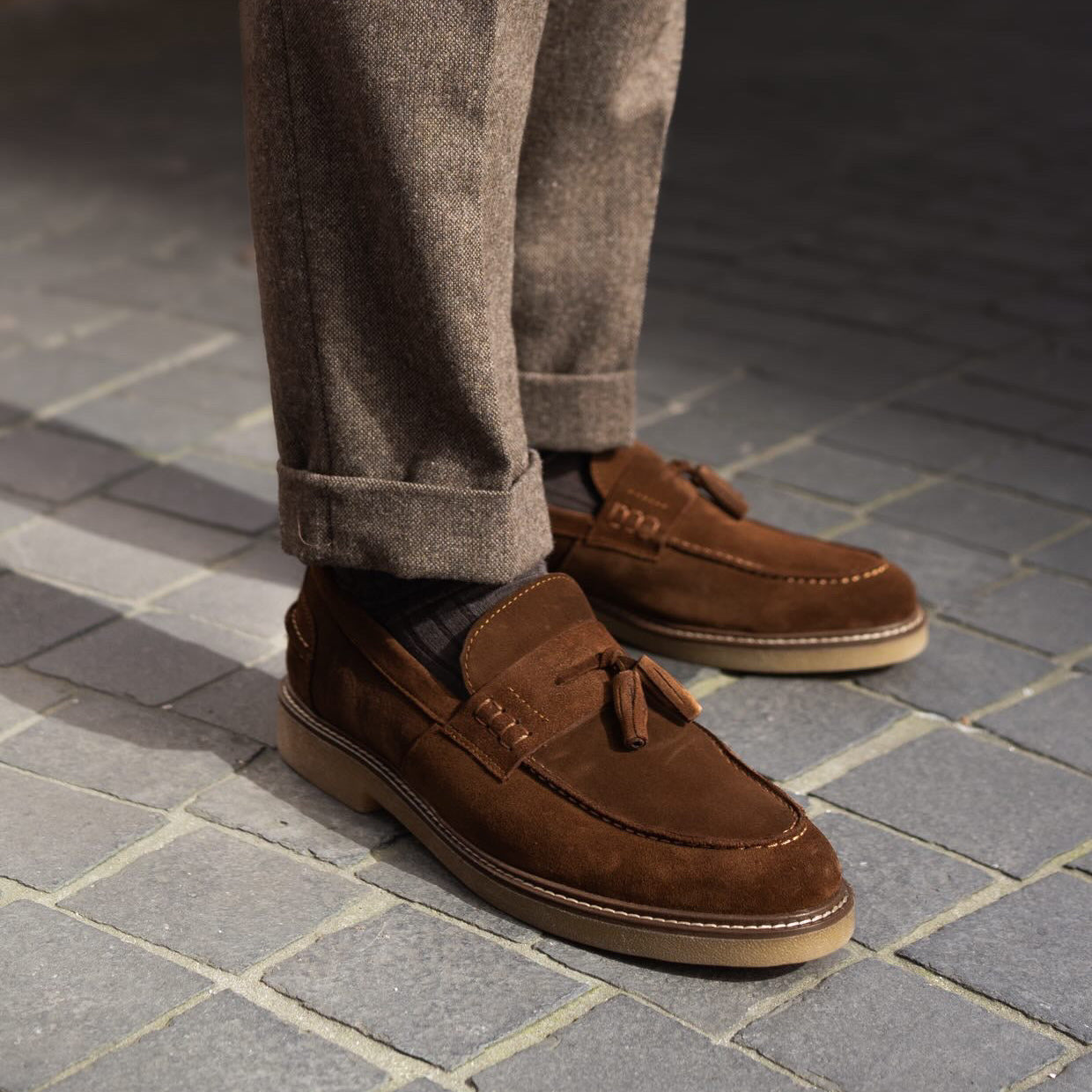 Cambridge: Mocassin Homme - Daim Marron
