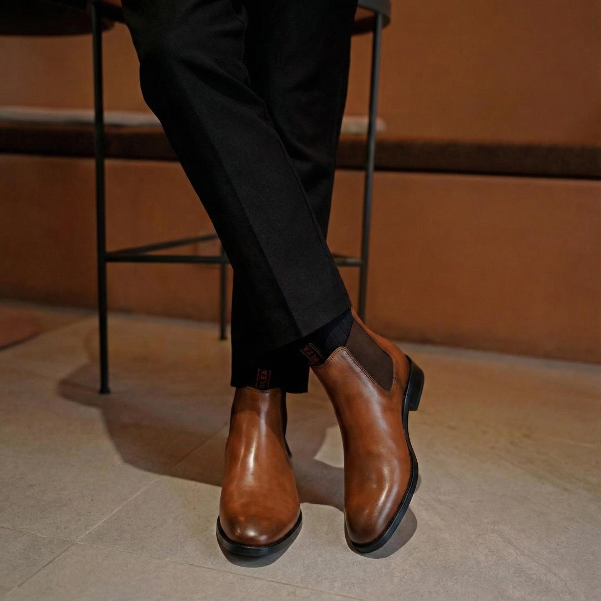 Mayfair : Chelsea Boots Homme - Cuir Cognac Patiné