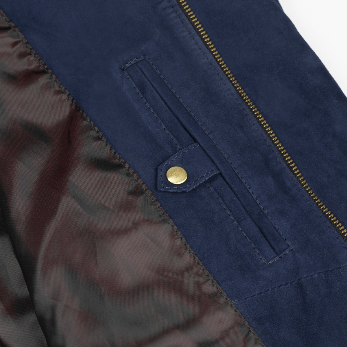 Bomber: Jacket Homme - Daim Bleu - Bleather Maroc