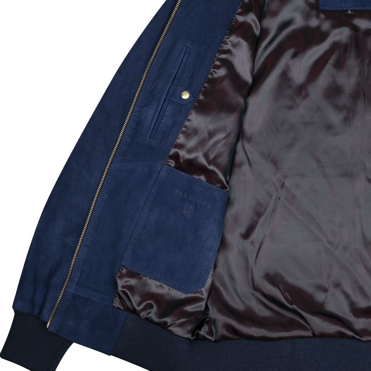 Bomber: Jacket Homme - Daim Bleu - Bleather Maroc