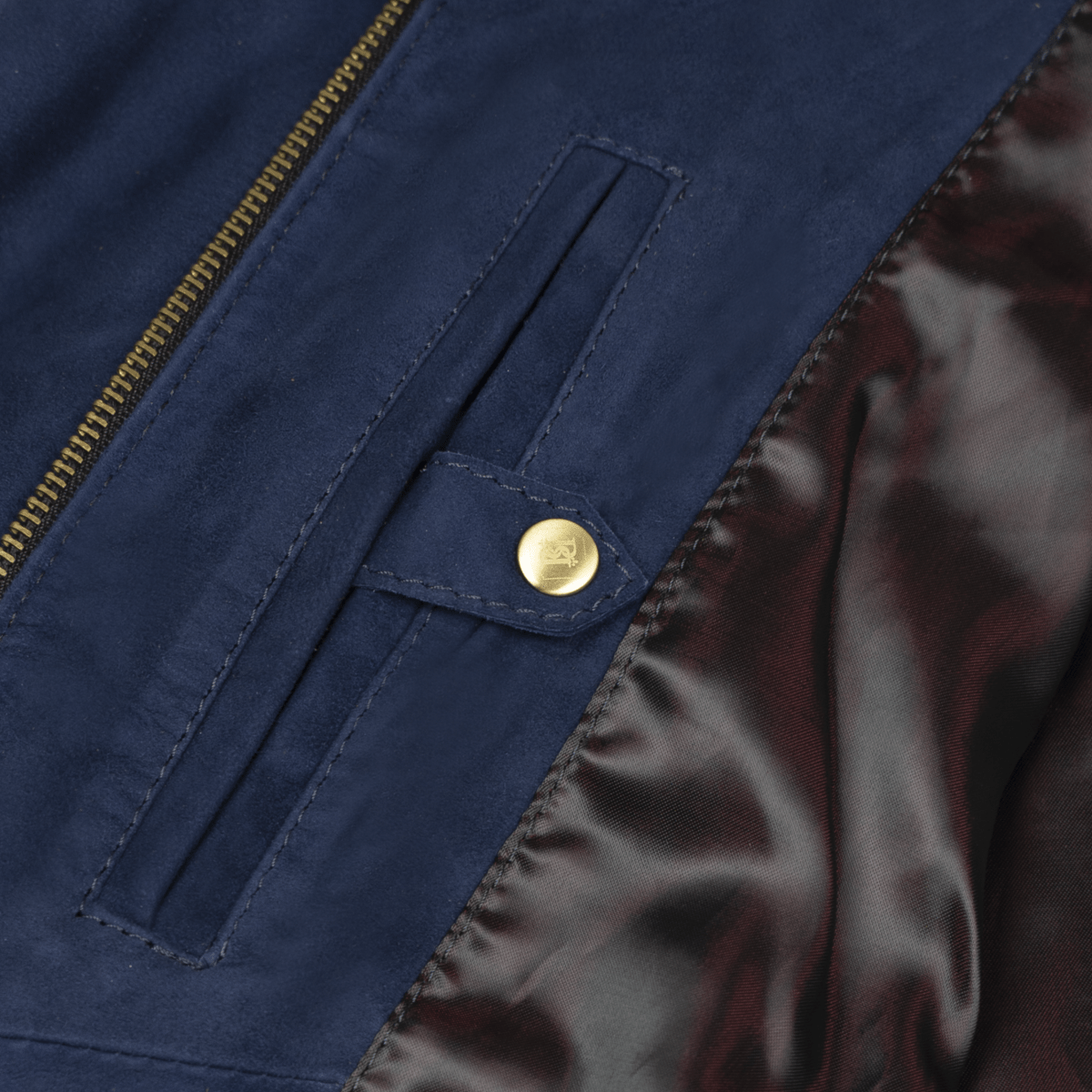 Bomber: Jacket Homme - Daim Bleu - Bleather Maroc