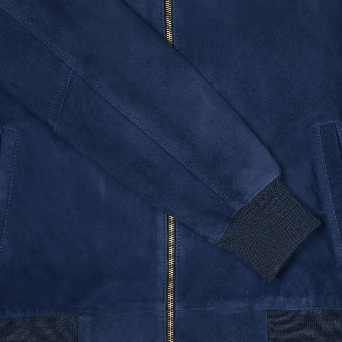 Bomber: Jacket Homme - Daim Bleu - Bleather Maroc