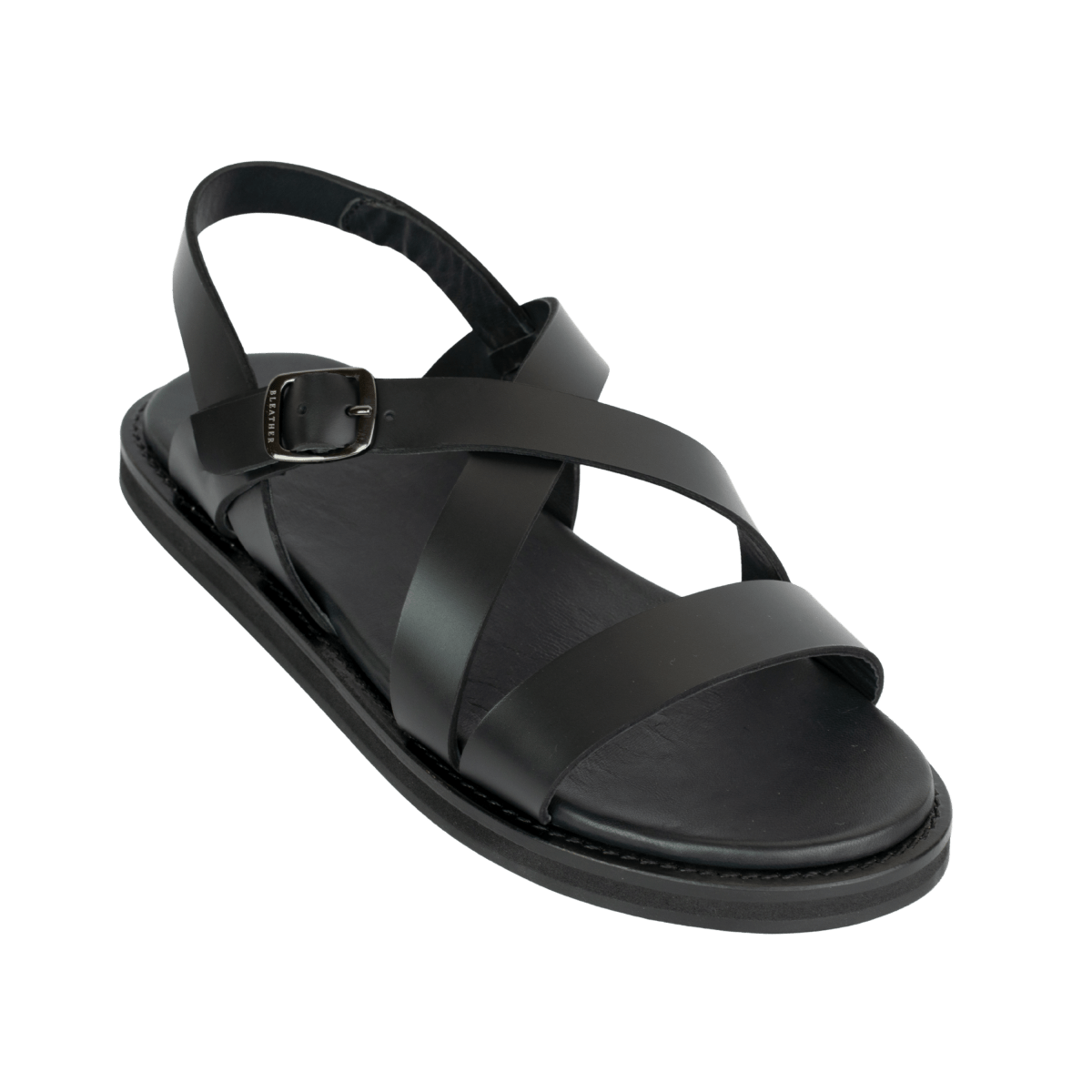 Dylan: Sandales Homme - Cuir Noir - Bleather Maroc