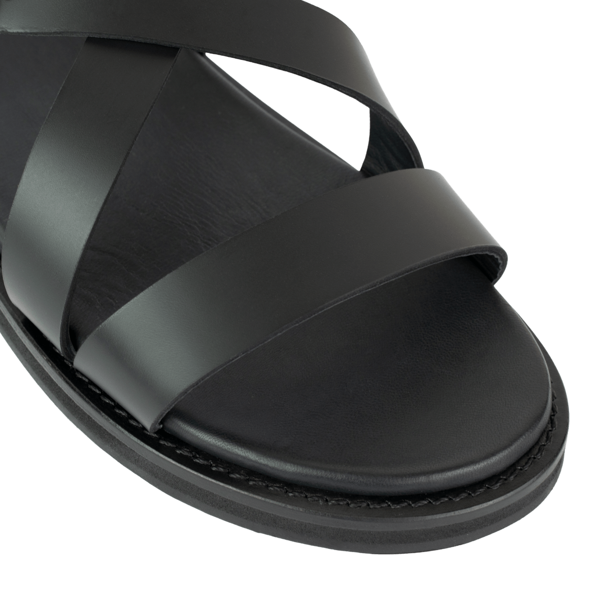 Dylan: Sandales Homme - Cuir Noir - Bleather Maroc