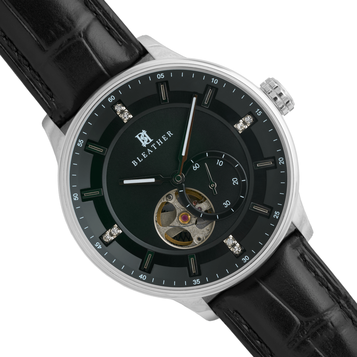 Imperium : Montre Automatique Homme – Cuir Croco Noir - Bleather Maroc