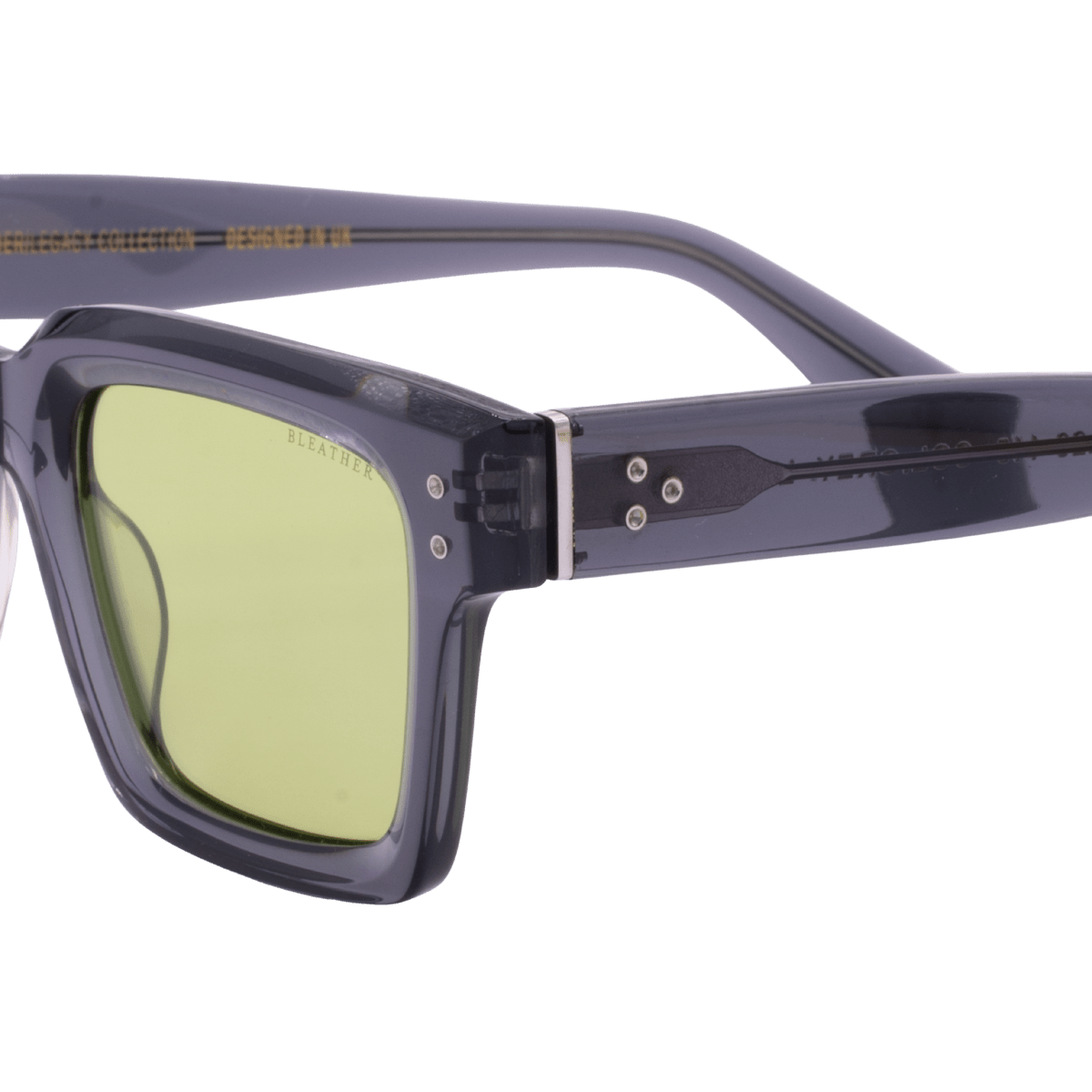 Luca: Lunettes de soleil de luxe Vert trans/Grey - Bleather Maroc