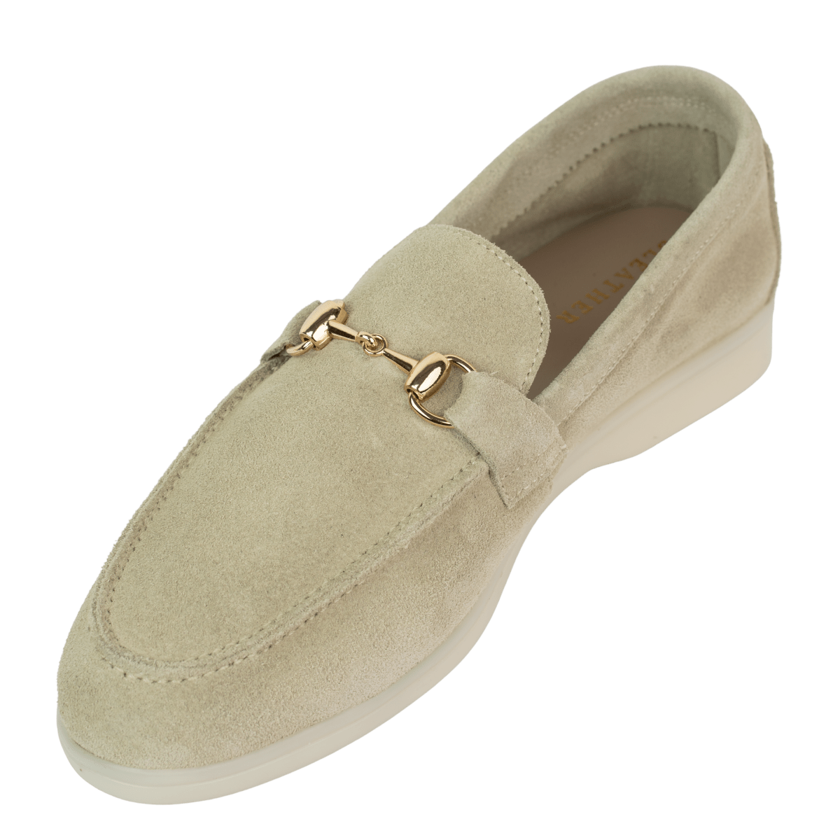 Mila: mocassin Femme - Daim Beige - Bleather Maroc