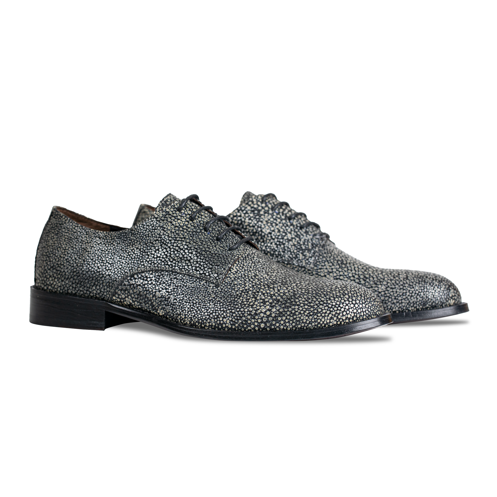 Miler: Derby Homme - Cuir gris métallique