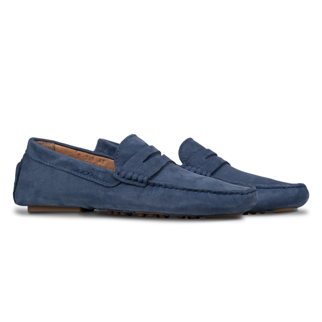 Gary: Mocassin Homme - Cuir Bleu Persan