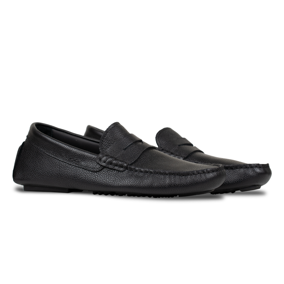 Gary: Mocassin Homme - Cuir Noir Grainé