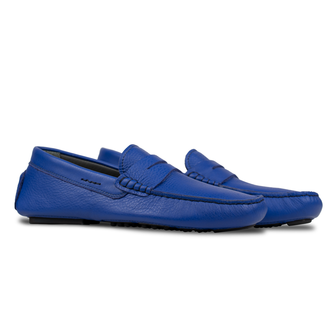 Gary: Mocassin Homme - Cuir Bleu