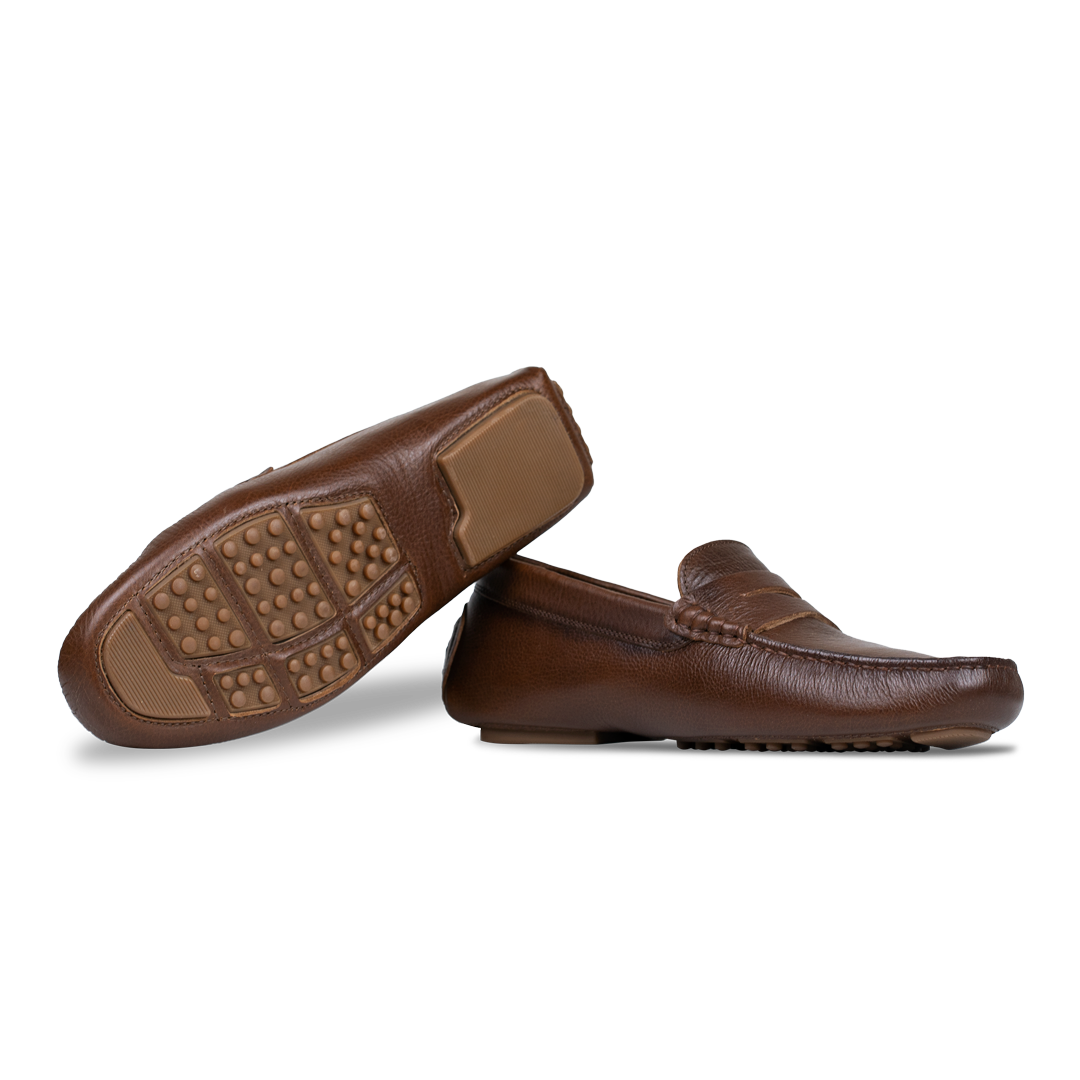 Gary: Mocassin Homme - Cuir Marron grainé