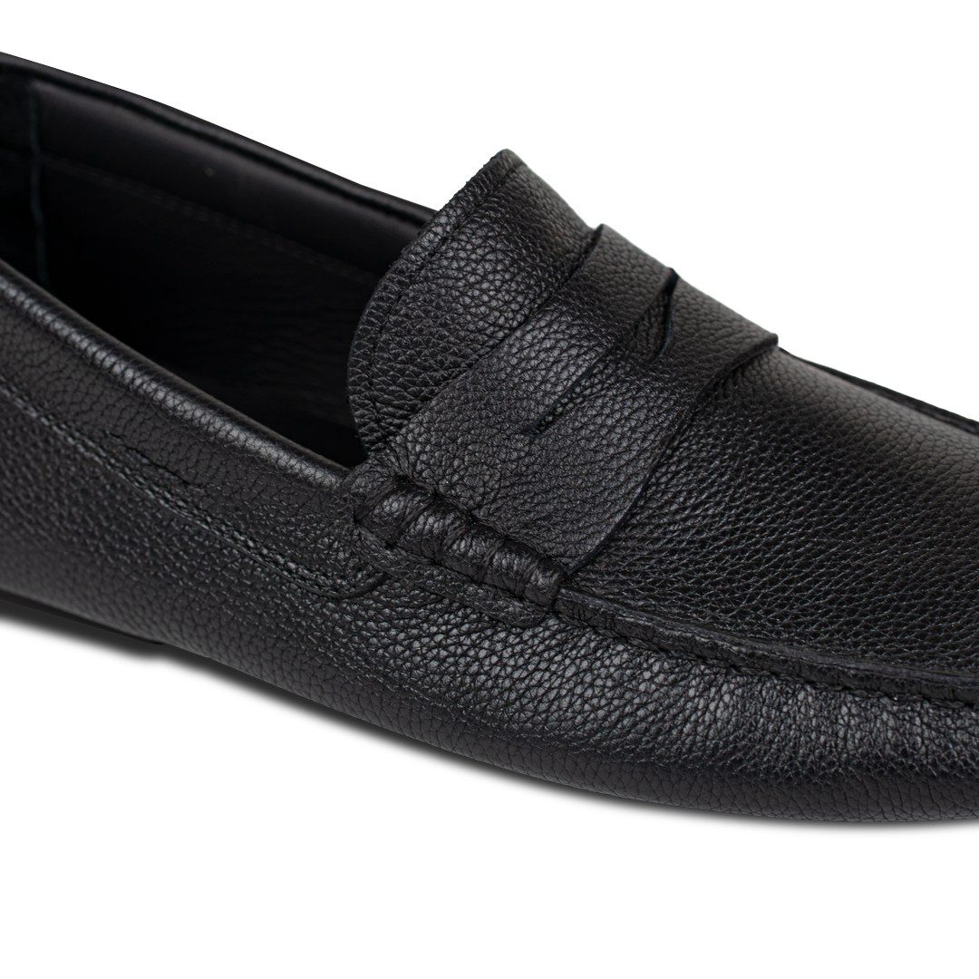 Gary: Mocassin Homme - Cuir Noir Grainé
