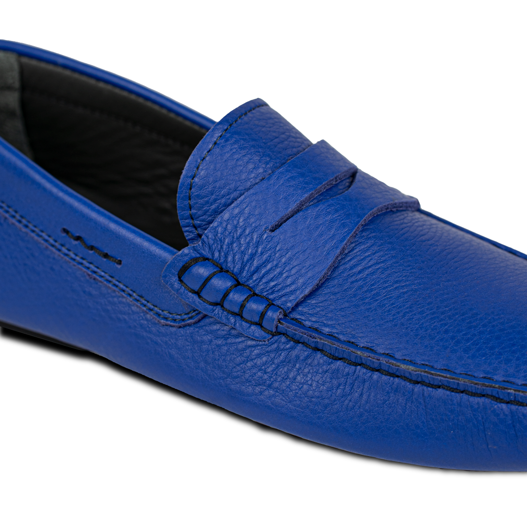 Gary: Mocassin Homme - Cuir Bleu