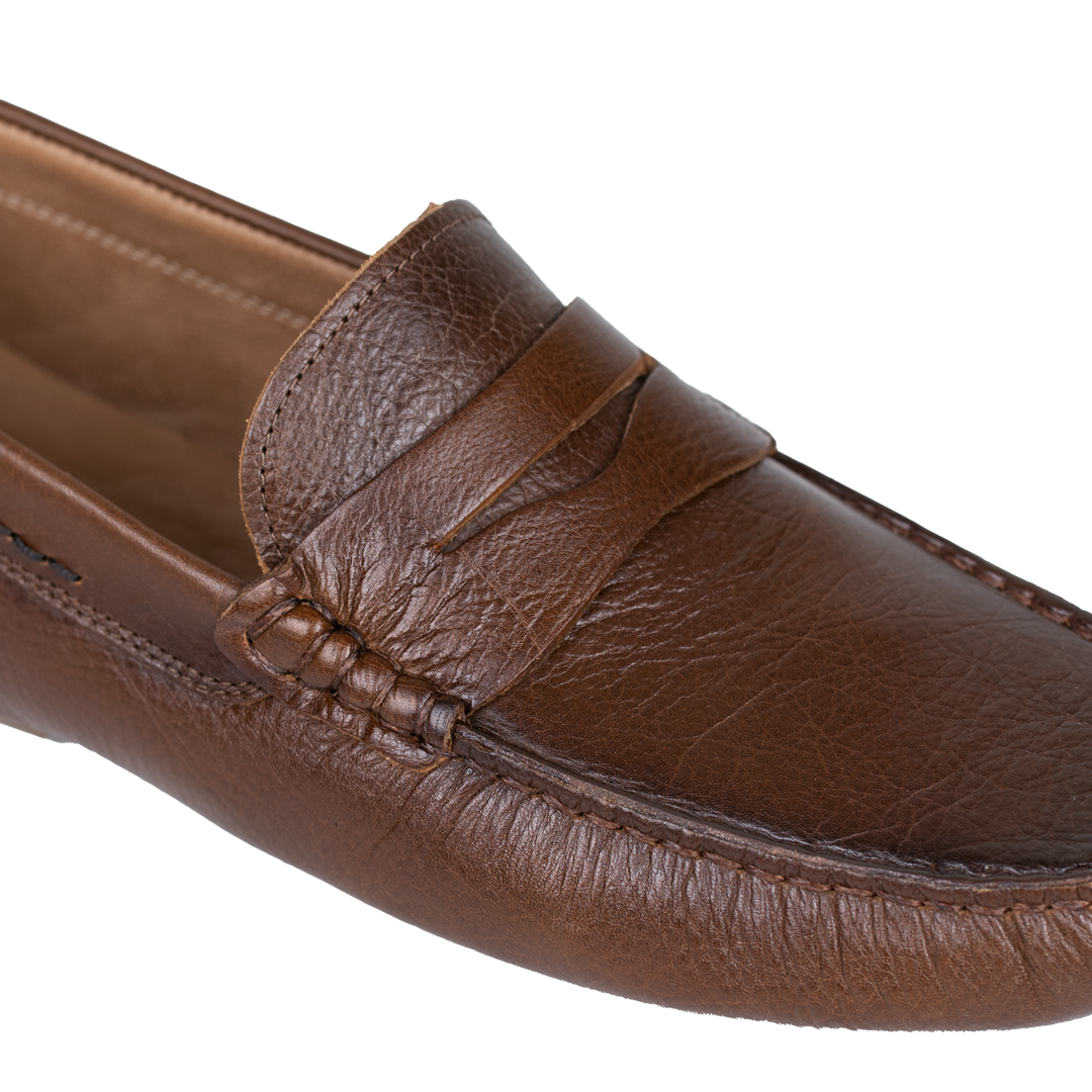 Gary: Mocassin Homme - Cuir Marron grainé