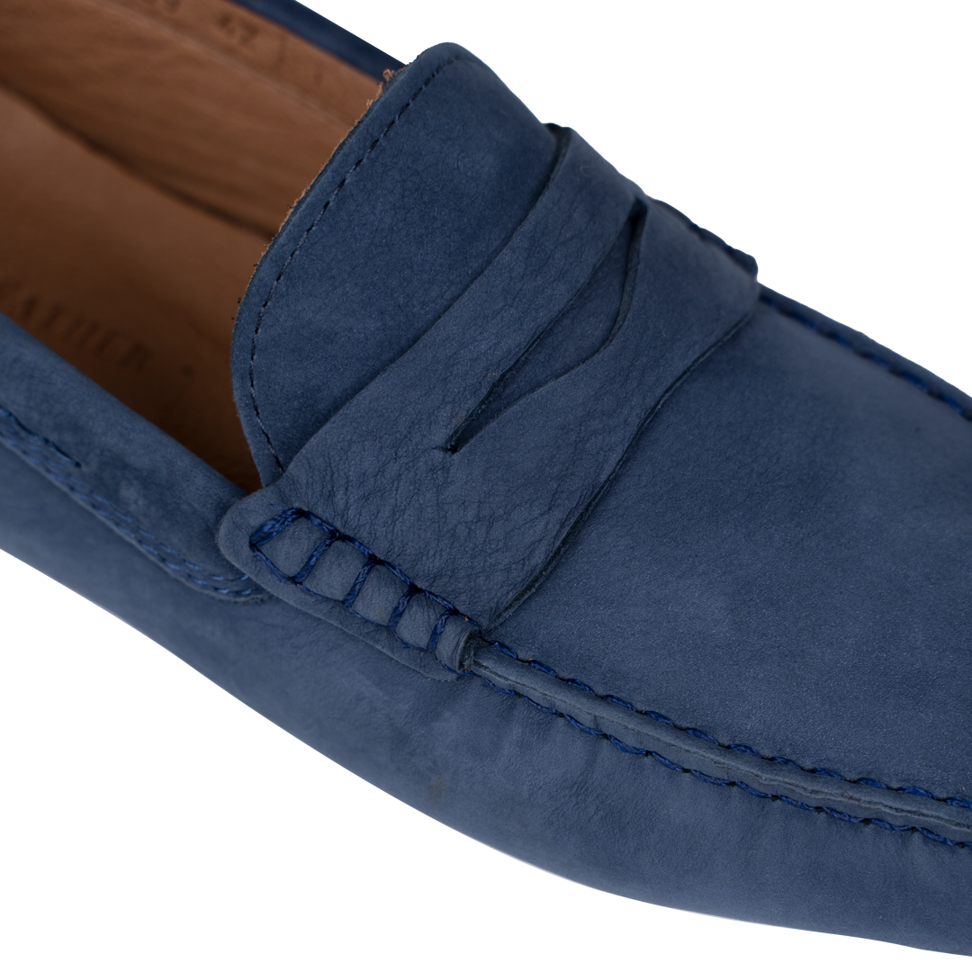 Gary: Mocassin Homme - Cuir Bleu Persan