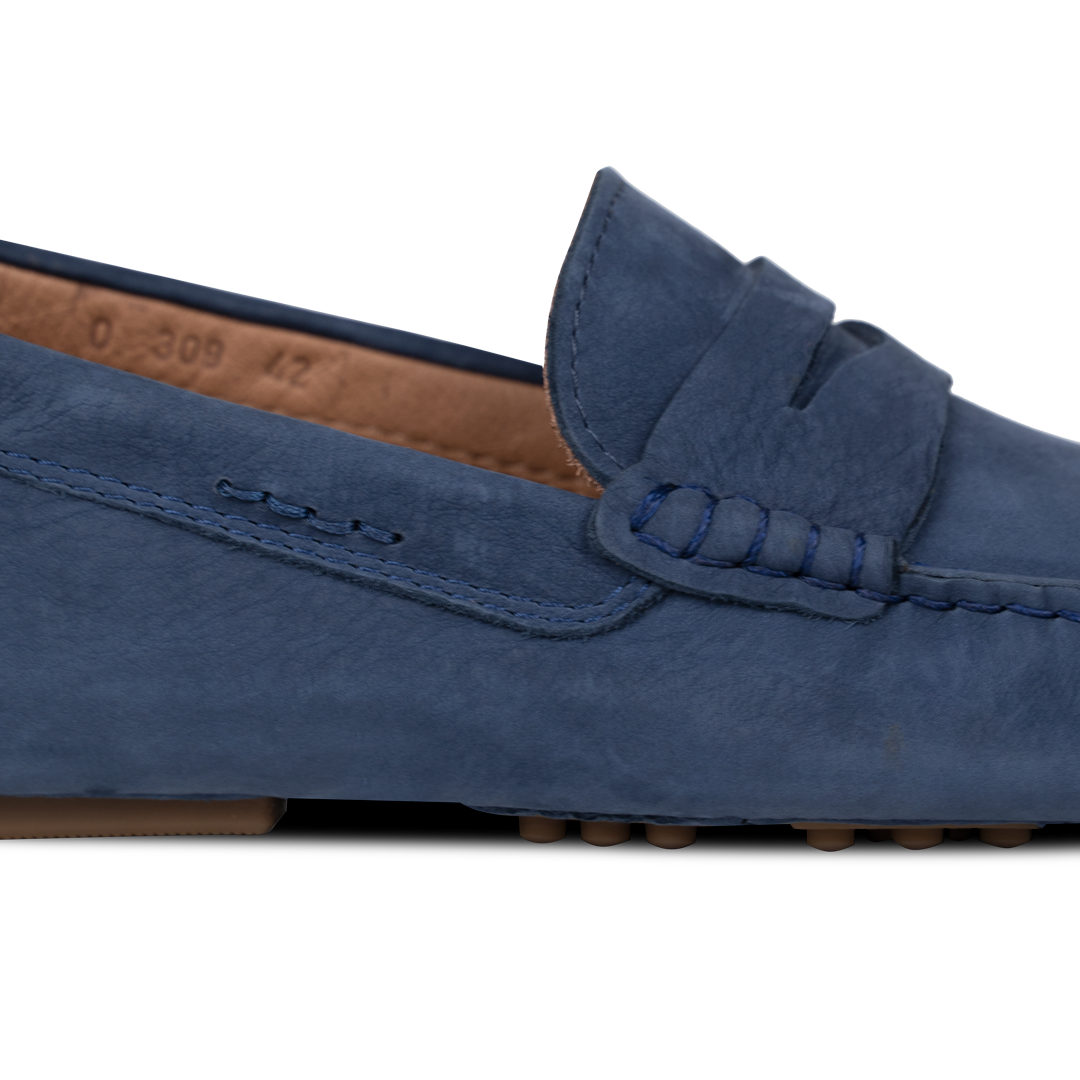 Gary: Mocassin Homme - Cuir Bleu Persan