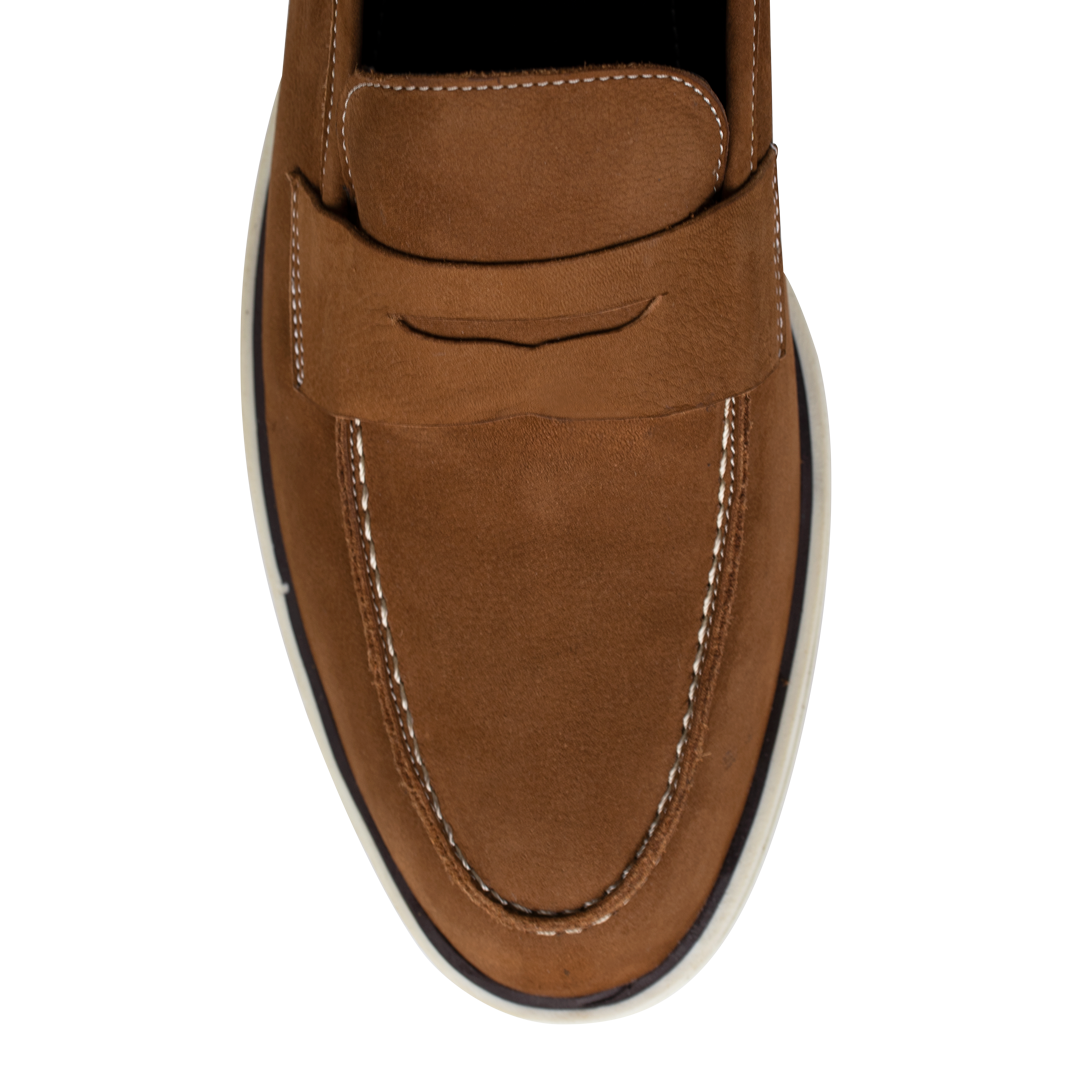 Alan: Mocassin Homme - Nubuck Marron