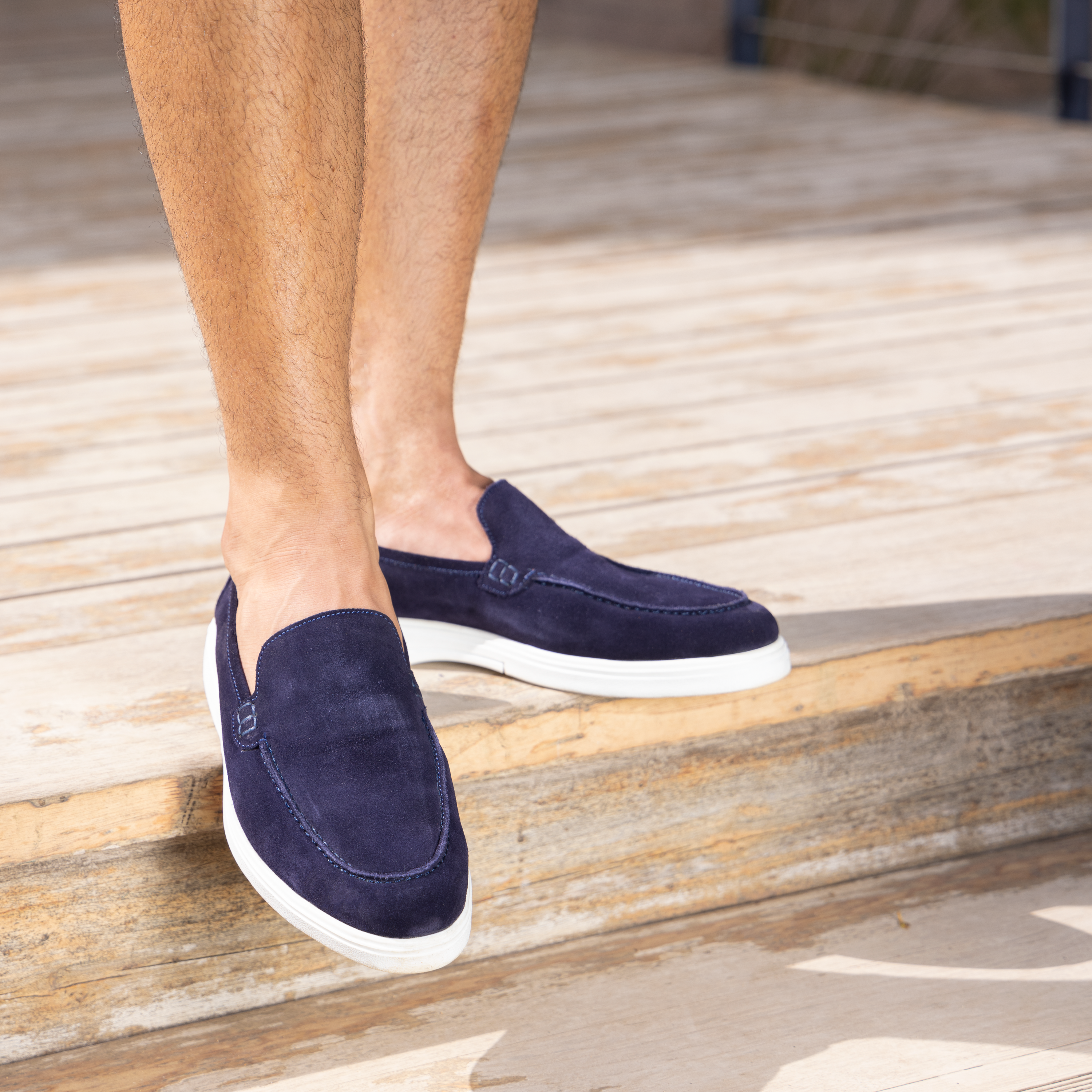 Preston : Mocassin Homme - Daim Bleu