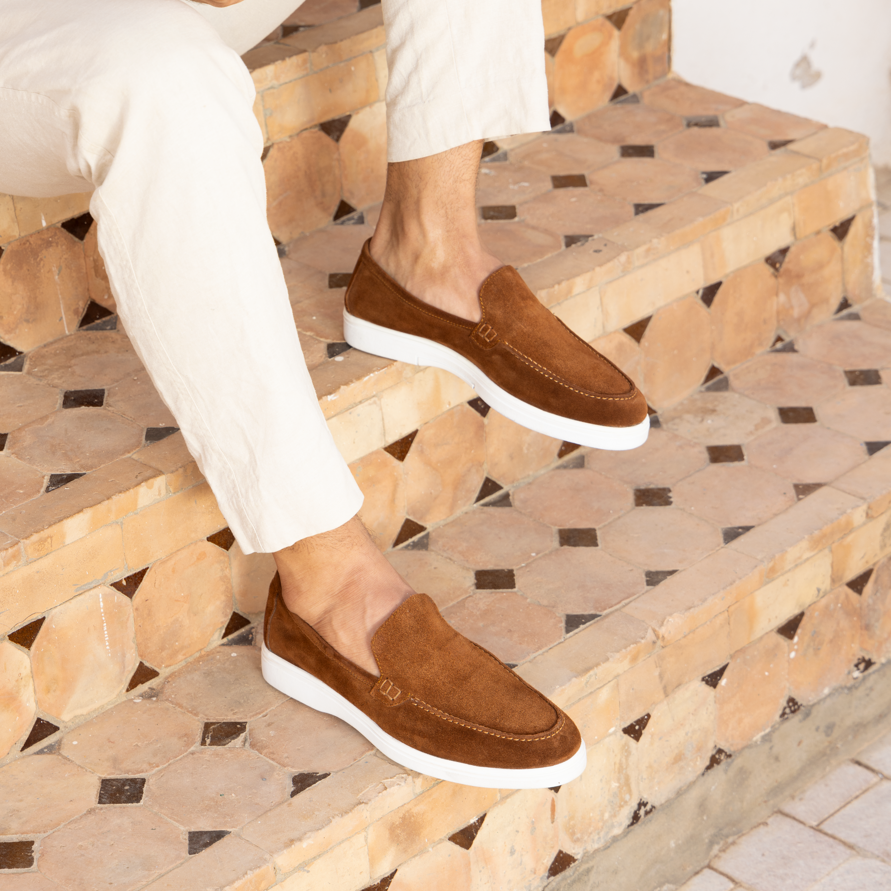 Preston : Mocassin Homme - Daim Camel