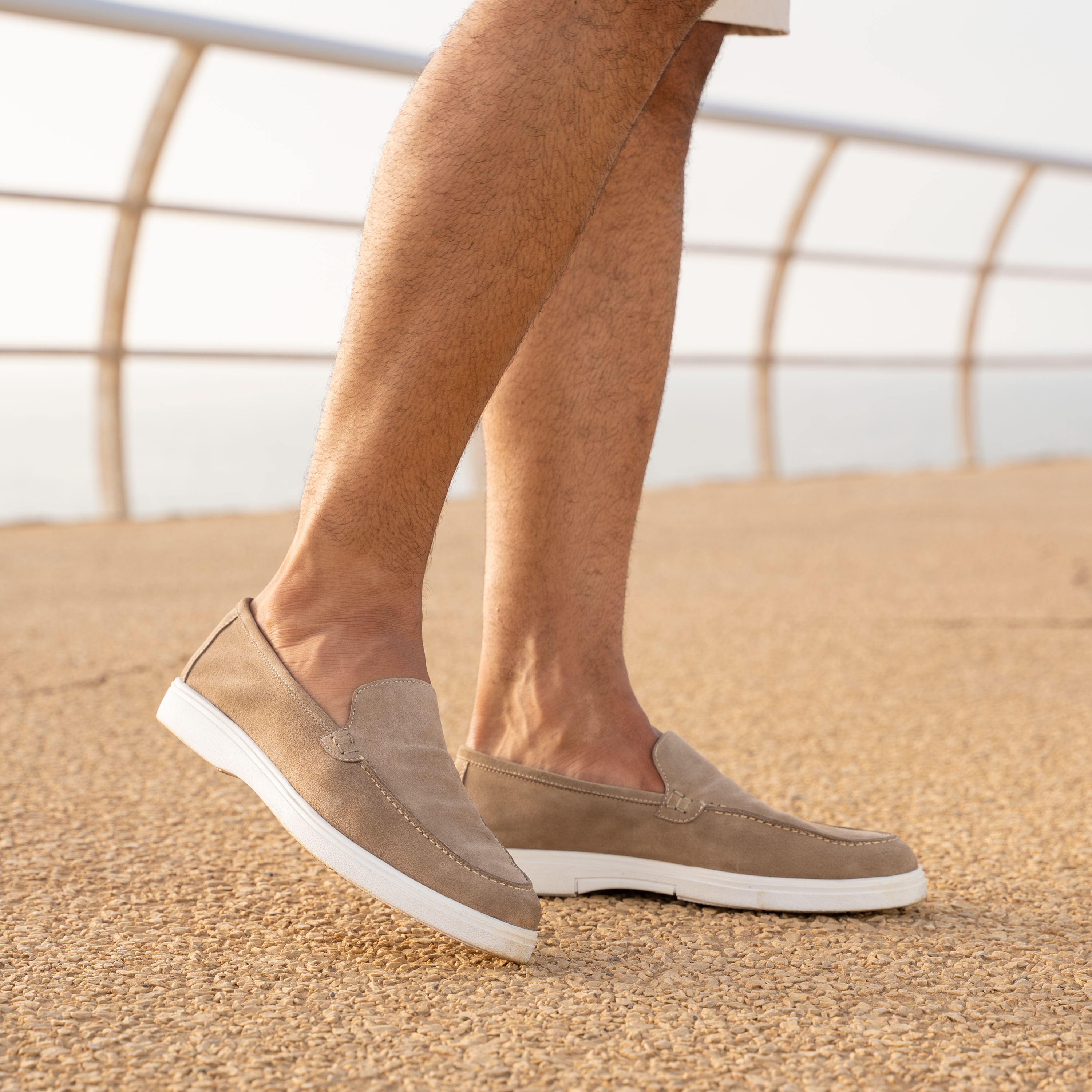 Preston: Mocassin Homme - Daim Beige