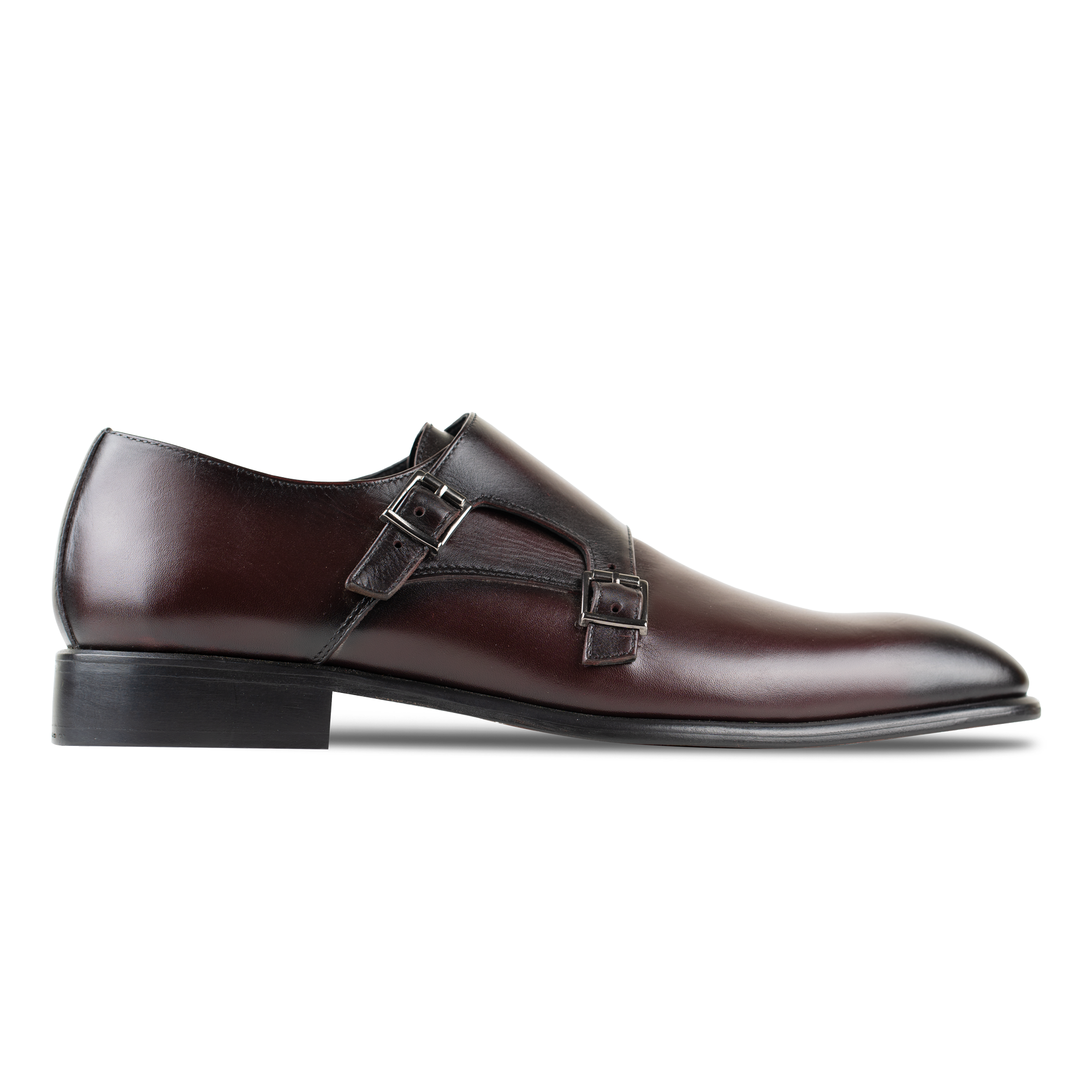 Budd: Chaussures à boucles - Cuir Bordeaux