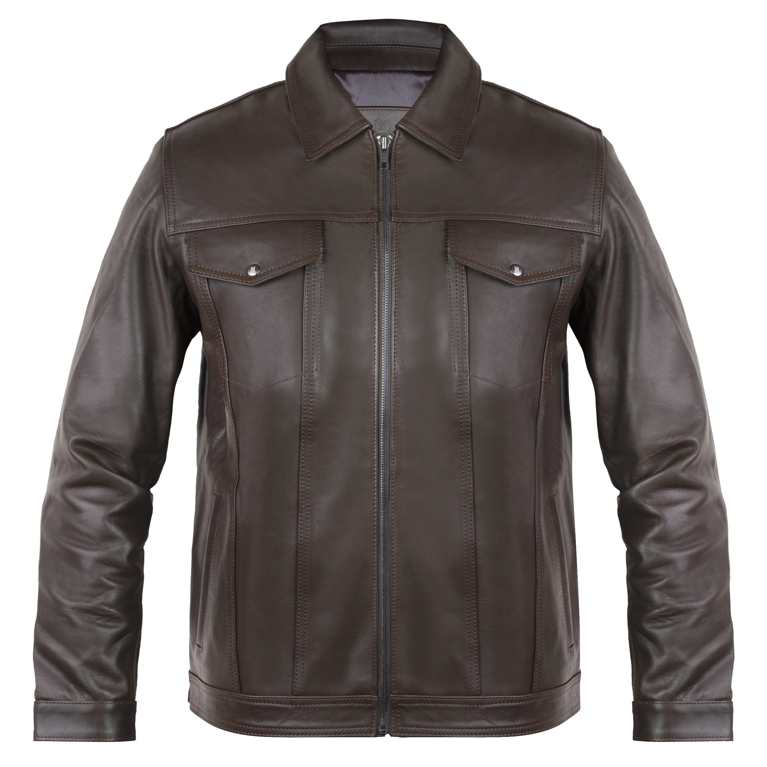 Brixton: Jacket Homme - Cuir Marron