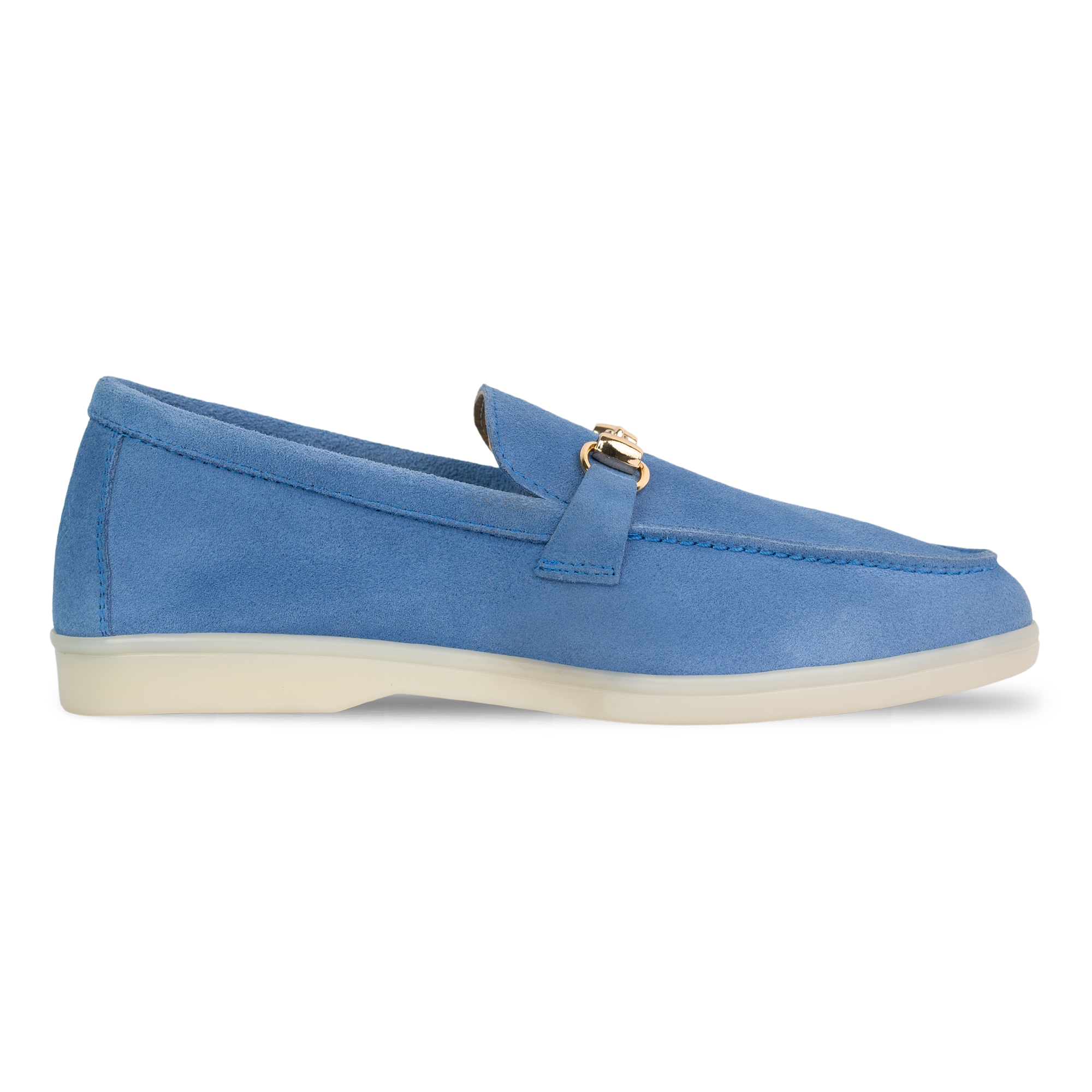 Mila: Mocassin Femmes - Daim Bleu Azur
