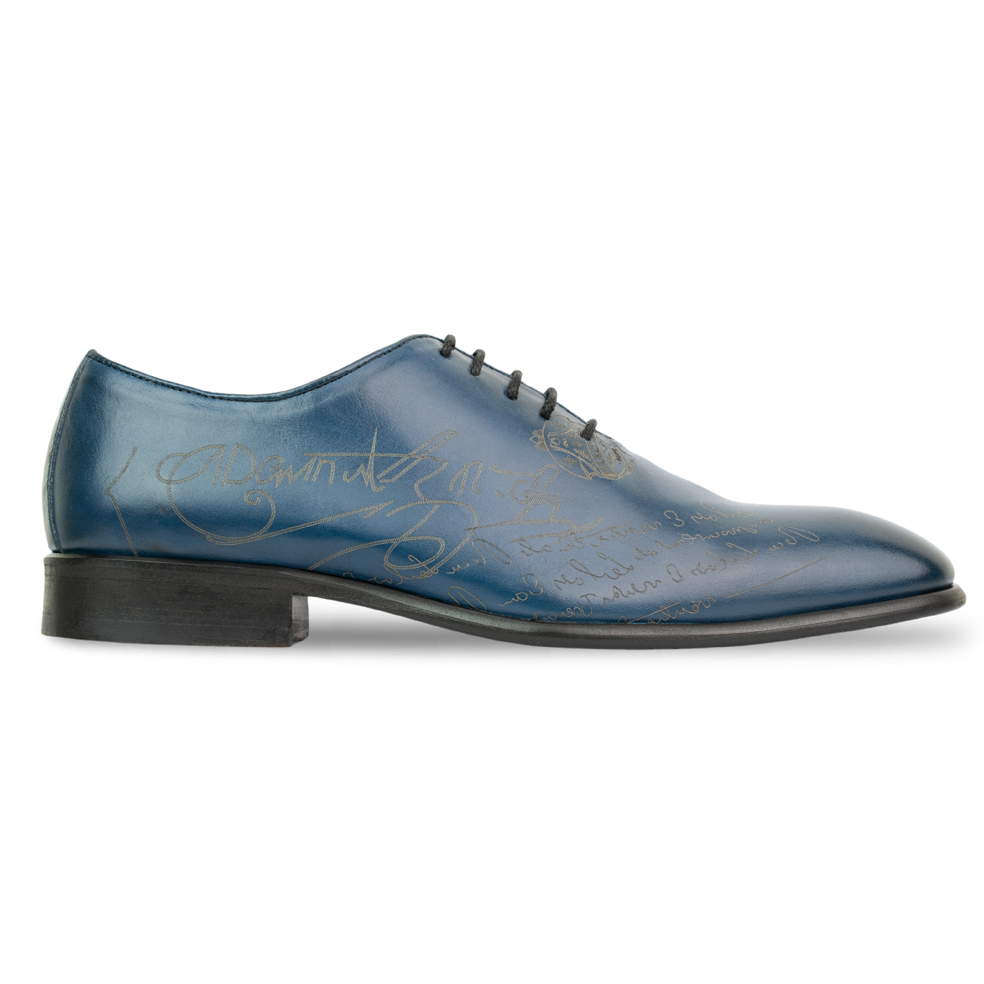 Landon: Richelieu Homme - Cuir Bleu gravé