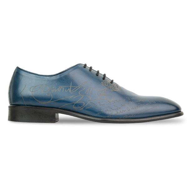 Landon: Richelieu Homme - Cuir Bleu gravé