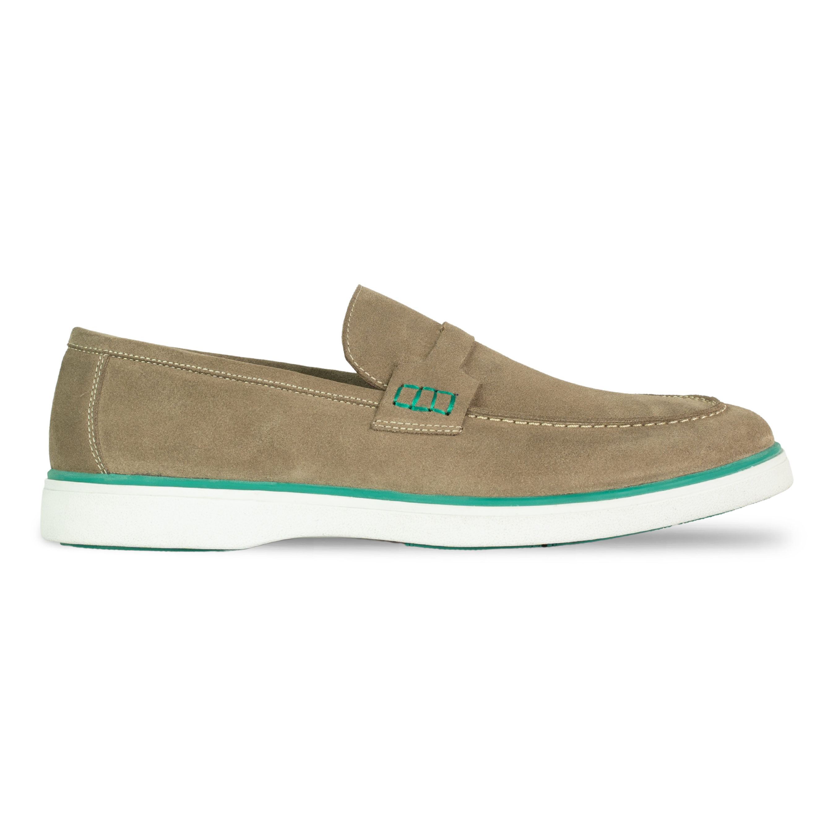 Rafter: Mocassin Homme - Daim Beige/Vert