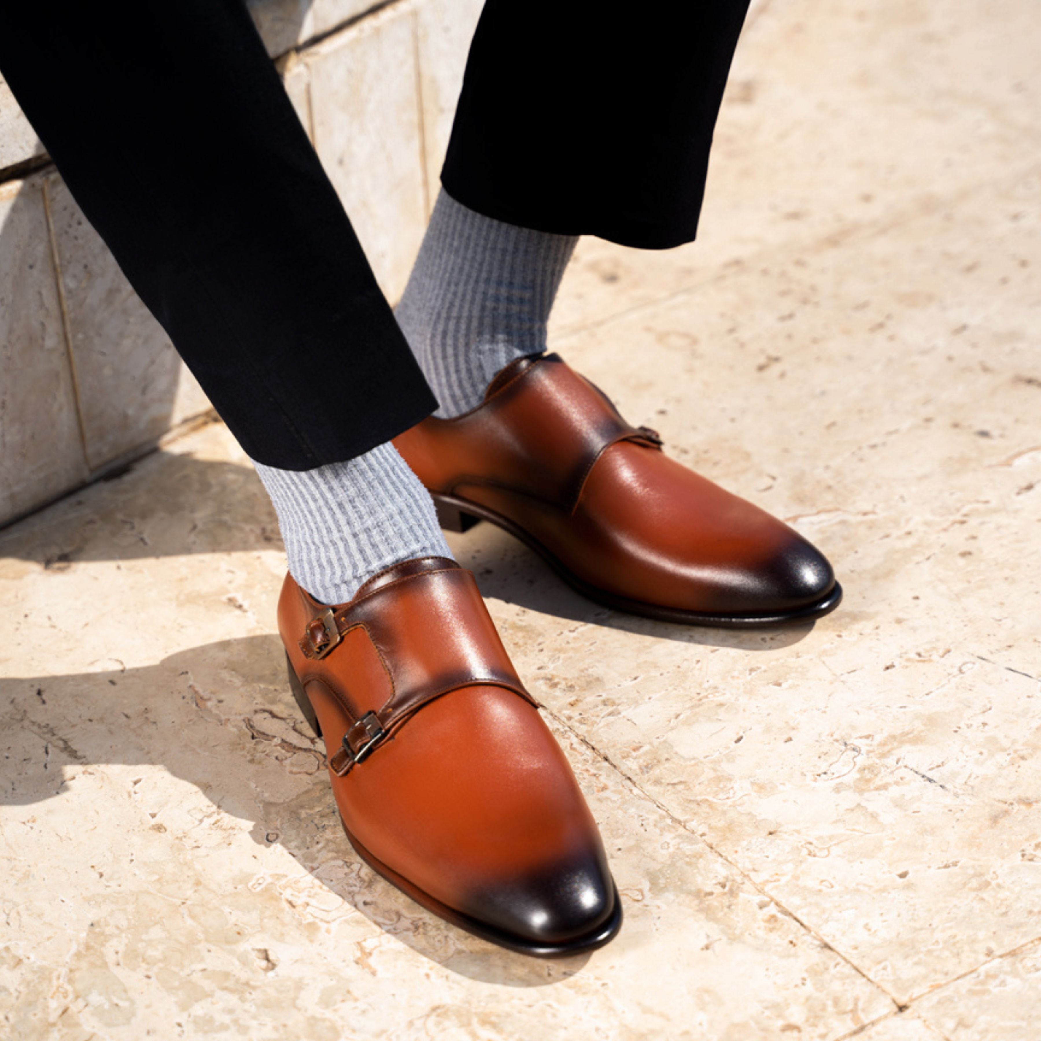 Budd: Chaussures à boucles - Cuir Cognac