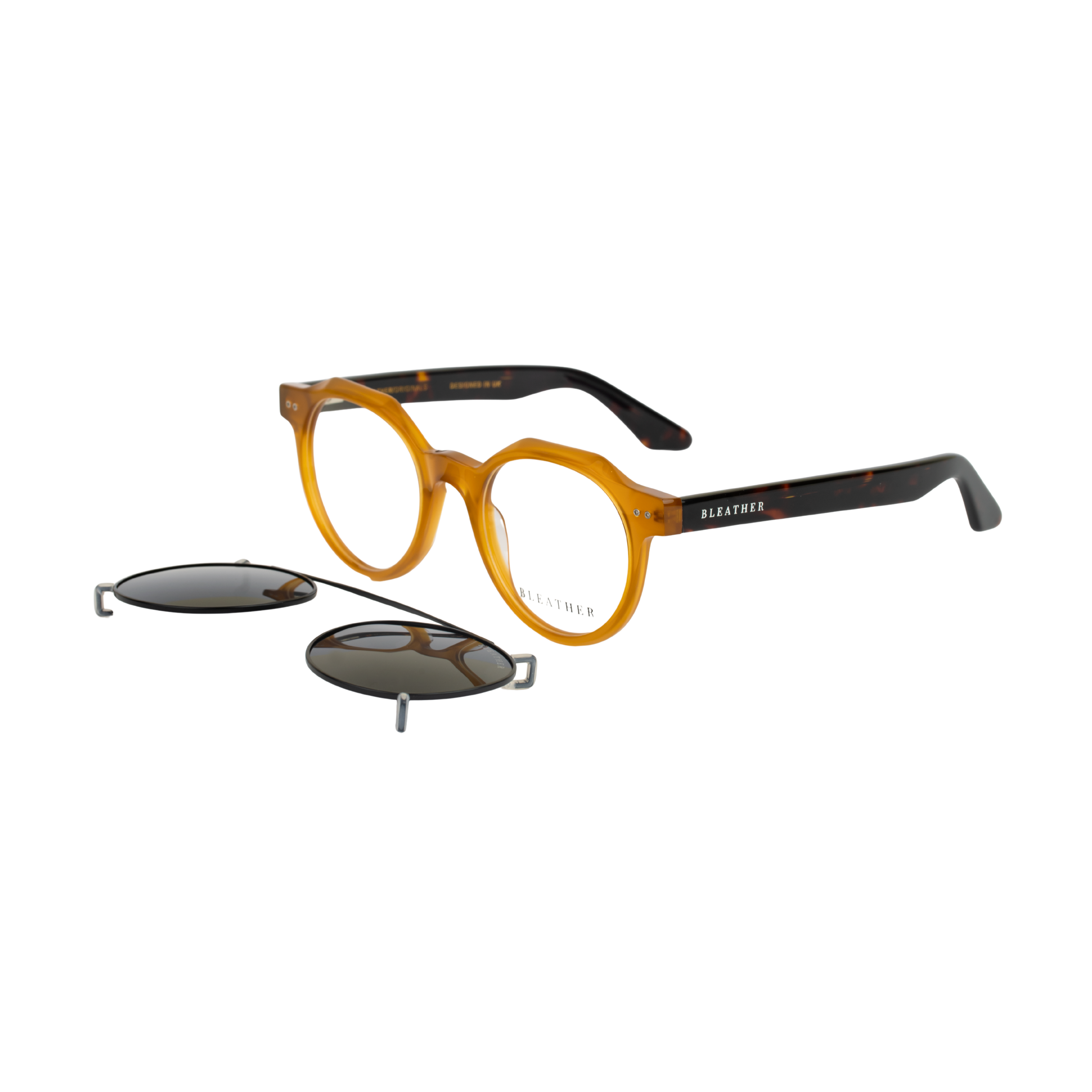 Ginkgo: Lunettes à clips de luxe Caramel