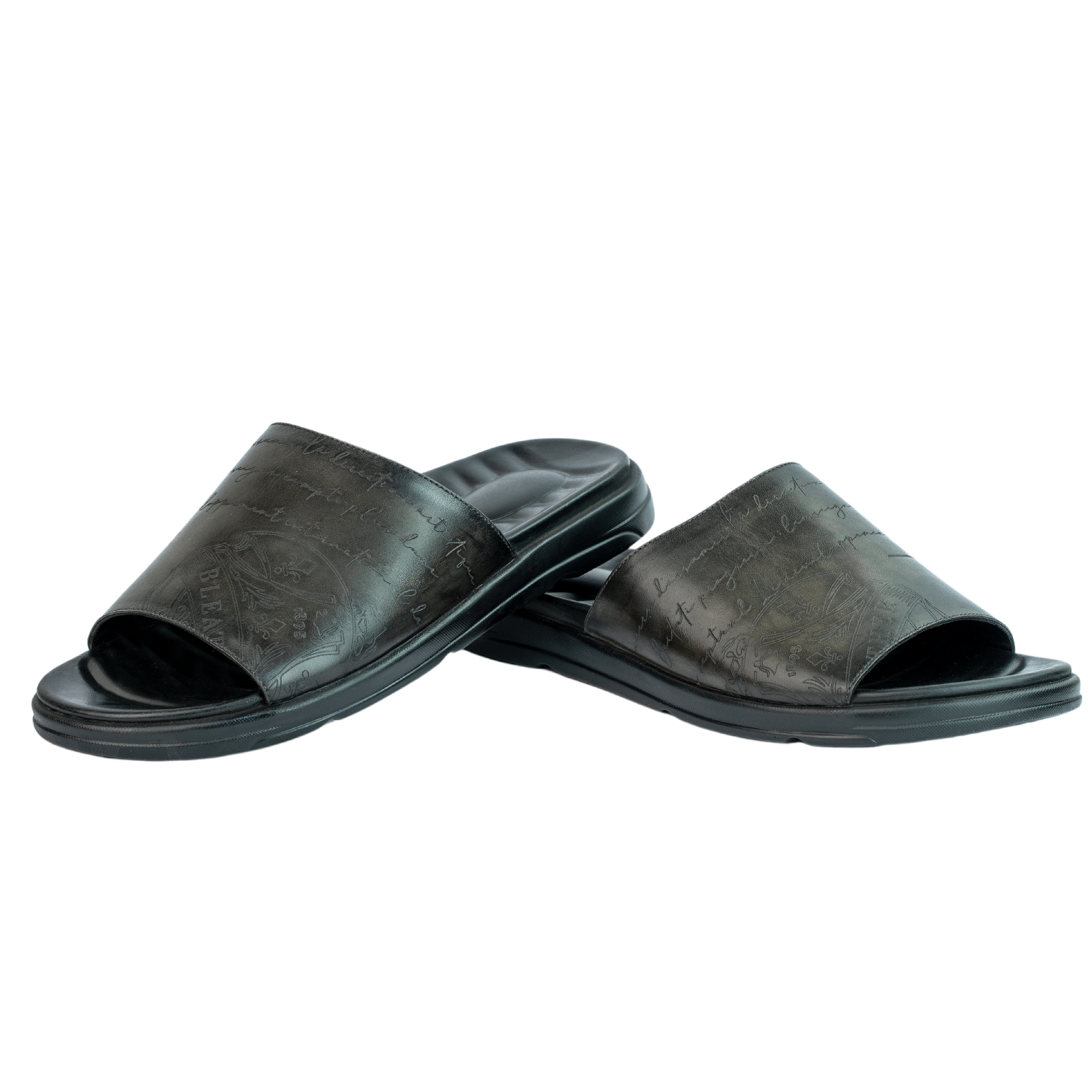 Bristol: Sandales Homme - Cuir Noir Patiné