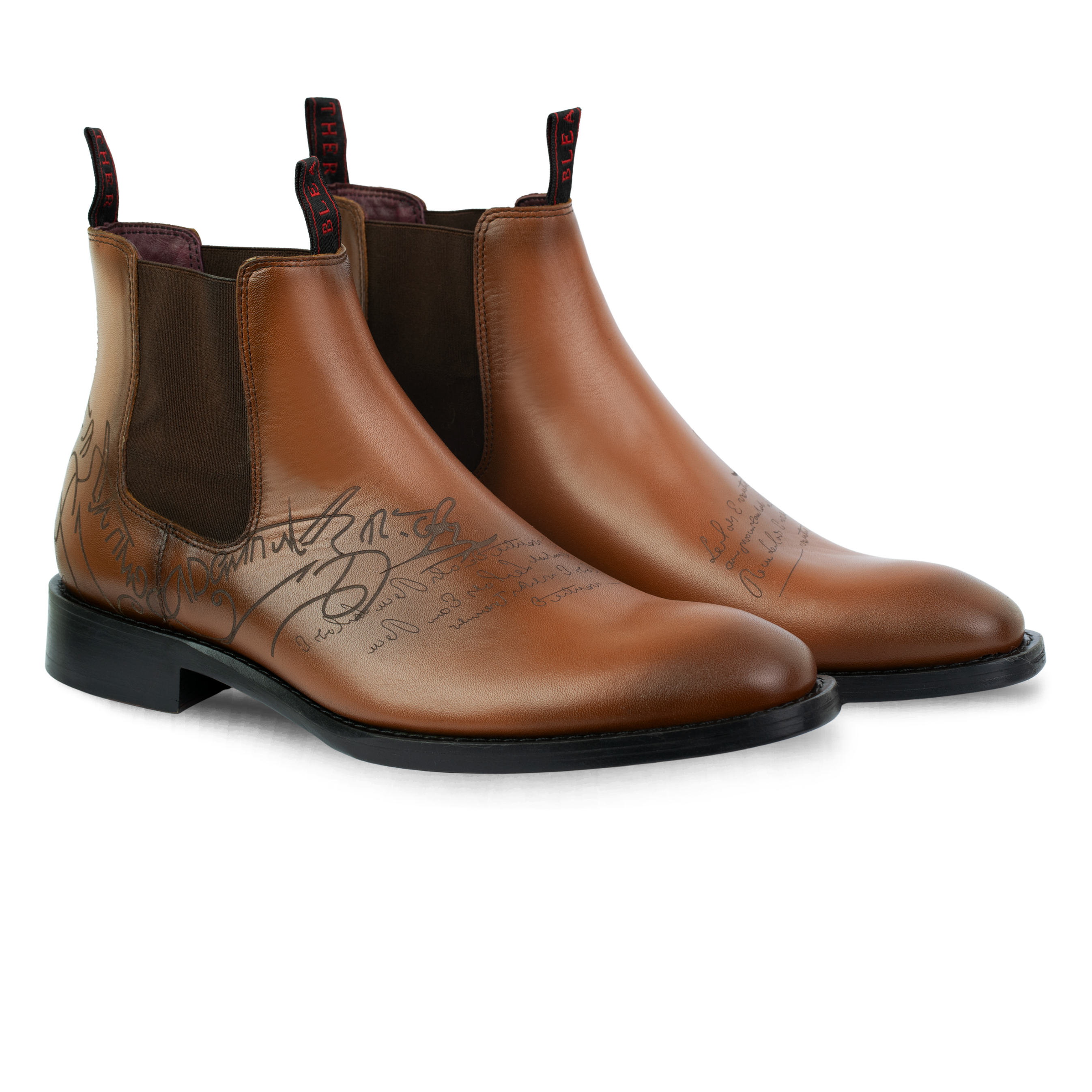 Westwood: Chelsea Boots Homme - Cuir Cognac Gravé