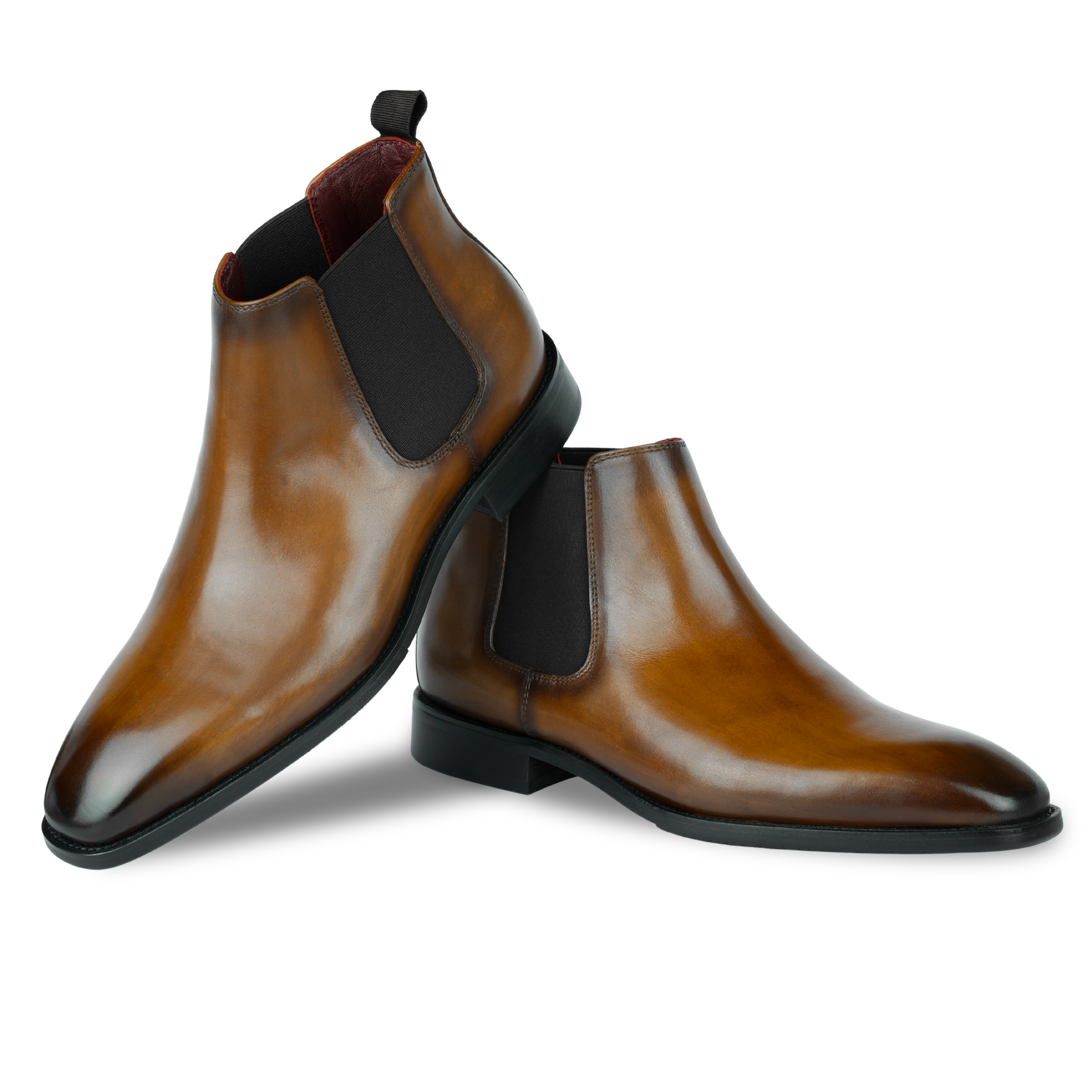 Mayfair : Chelsea Boots Homme - Cuir Cognac Patiné