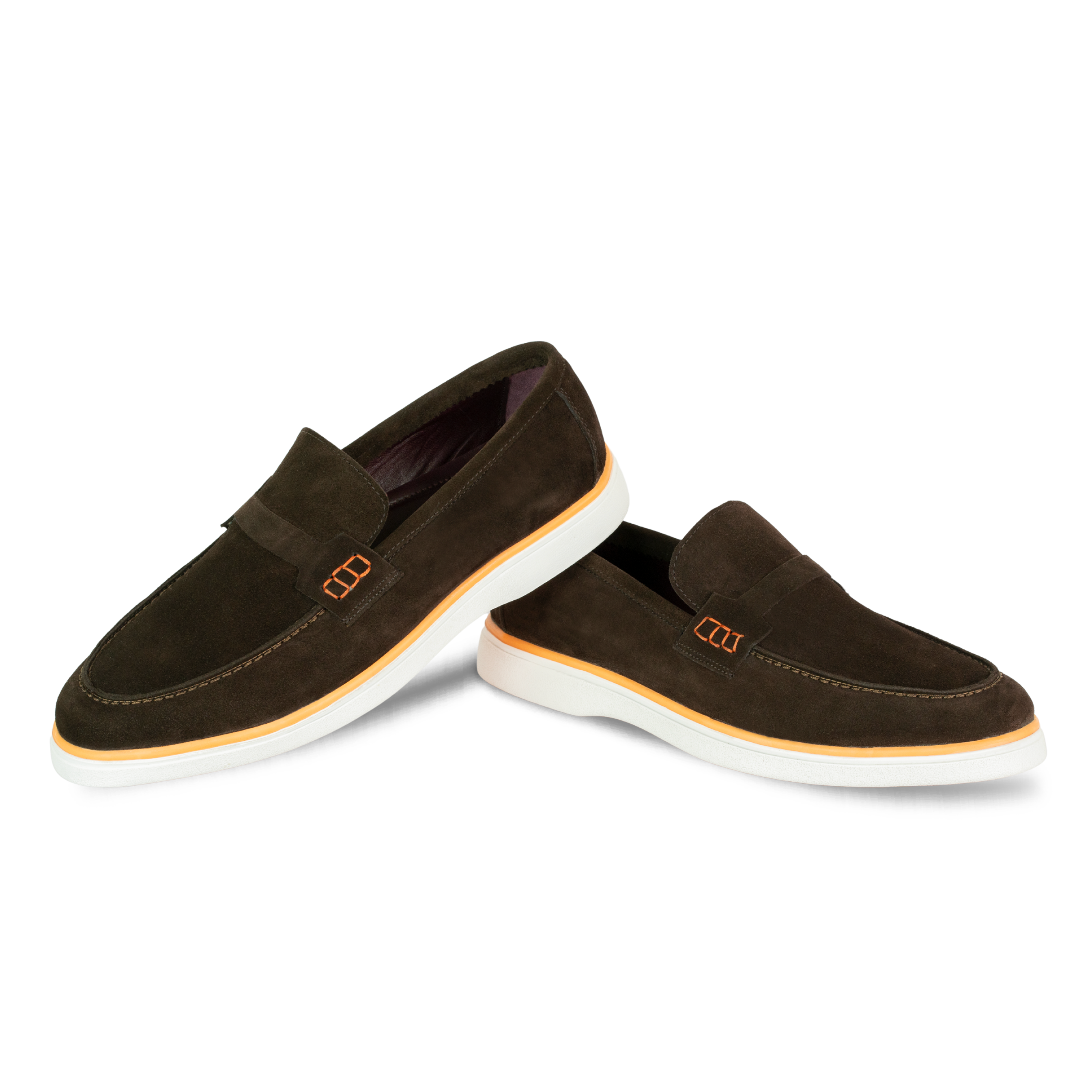 Rafter: Mocassin Homme - Daim Marron/Orange