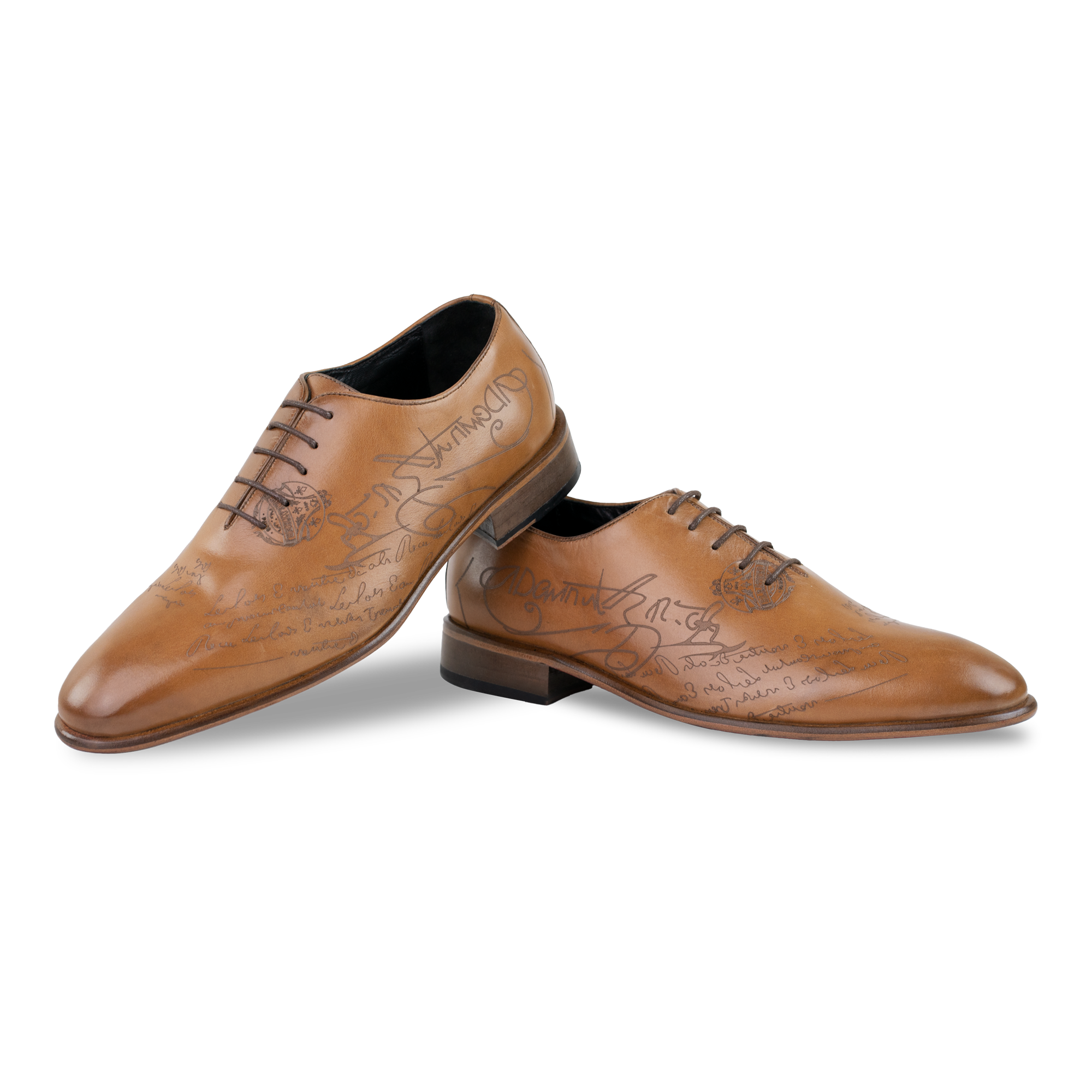 Landon: Richelieu Homme - Cuir Cognac gravé